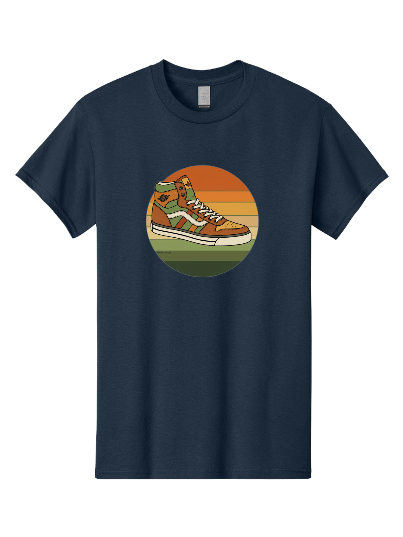 Vans-Shoes Men'S Graphic Tee, 100% Cotton, Comfortable Casual Summer Wear, Machine Washable, Vans Sneaker, Streetwear Fashion, Casual Footwear, Skateboarding Shoes, Green And Brown Color Scheme, High-Top Design, White Laces, Bab567 11
