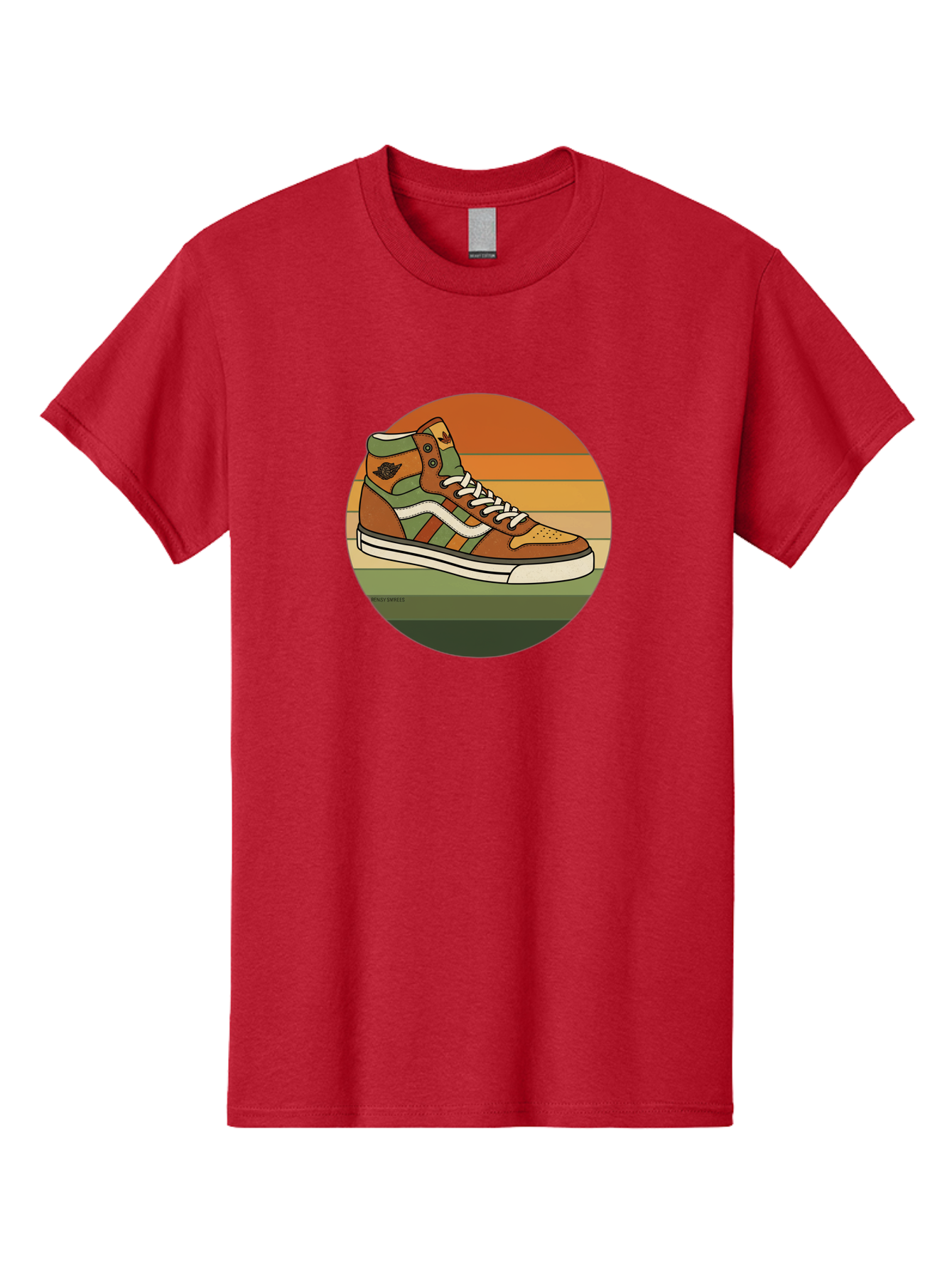 Vans-Shoes Men'S Graphic Tee, 100% Cotton, Comfortable Casual Summer Wear, Machine Washable, Vans Sneaker, Streetwear Fashion, Casual Footwear, Skateboarding Shoes, Green And Brown Color Scheme, High-Top Design, White Laces, Bab567 5