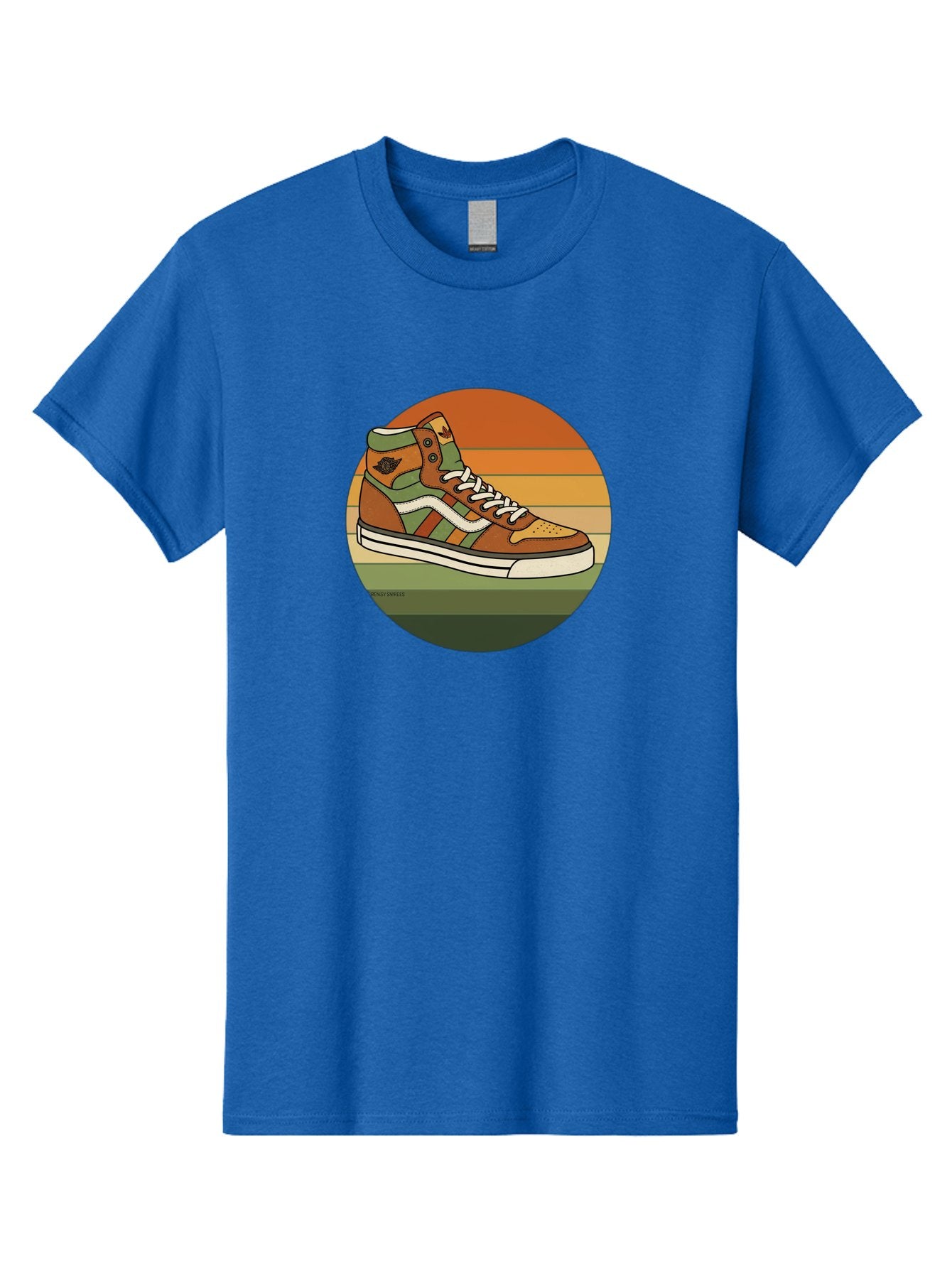 Vans-Shoes Men'S Graphic Tee, 100% Cotton, Comfortable Casual Summer Wear, Machine Washable, Vans Sneaker, Streetwear Fashion, Casual Footwear, Skateboarding Shoes, Green And Brown Color Scheme, High-Top Design, White Laces, Bab567 13