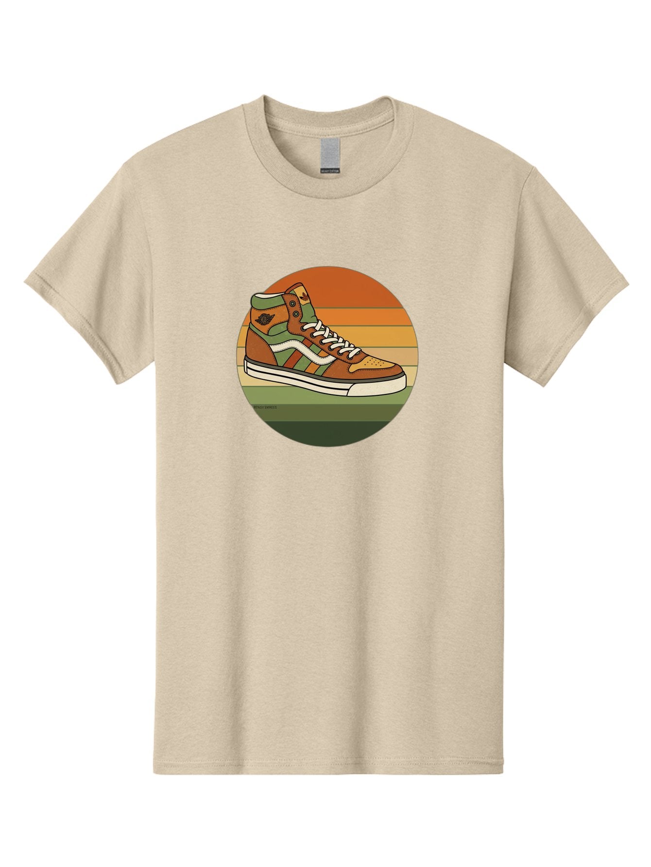 Vans-Shoes Men'S Graphic Tee, 100% Cotton, Comfortable Casual Summer Wear, Machine Washable, Vans Sneaker, Streetwear Fashion, Casual Footwear, Skateboarding Shoes, Green And Brown Color Scheme, High-Top Design, White Laces, Bab567 6