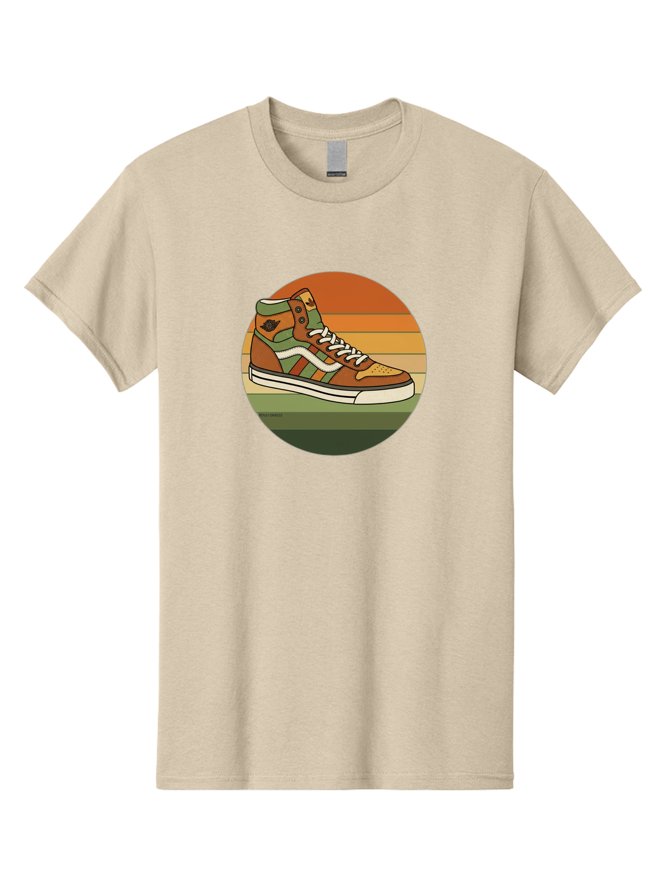 Vans-Shoes Men'S Graphic Tee, 100% Cotton, Comfortable Casual Summer Wear, Machine Washable, Vans Sneaker, Streetwear Fashion, Casual Footwear, Skateboarding Shoes, Green And Brown Color Scheme, High-Top Design, White Laces, Bab567 7