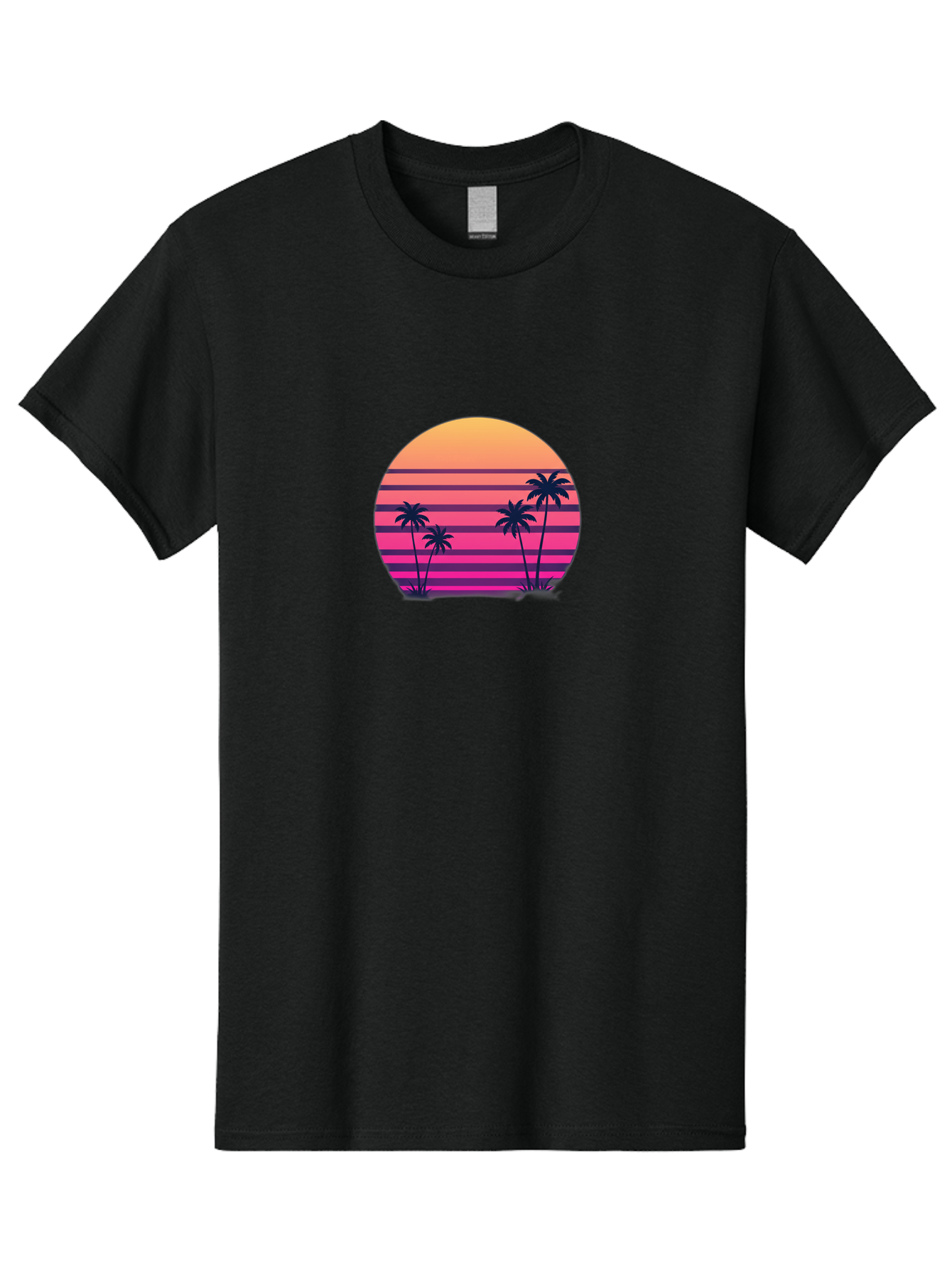 Vaporwave-Sunset Men'S Graphic Tee, 100% Cotton, Comfortable Casual Summer Wear, Machine Washable, Vaporwave Aesthetic, Retro Futurism, Sunset Landscape, Palm Trees, Neon Colors, Synthwave Art, Retro Style, 80S Vibe, Tropical Scenery, Bab568 7