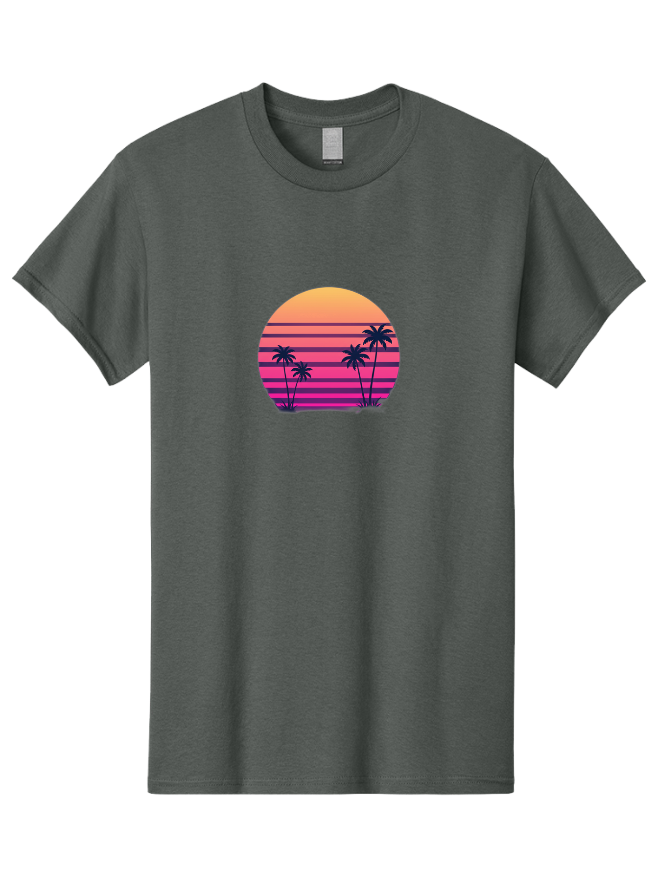 Vaporwave-Sunset Men'S Graphic Tee, 100% Cotton, Comfortable Casual Summer Wear, Machine Washable, Vaporwave Aesthetic, Retro Futurism, Sunset Landscape, Palm Trees, Neon Colors, Synthwave Art, Retro Style, 80S Vibe, Tropical Scenery, Bab568 5