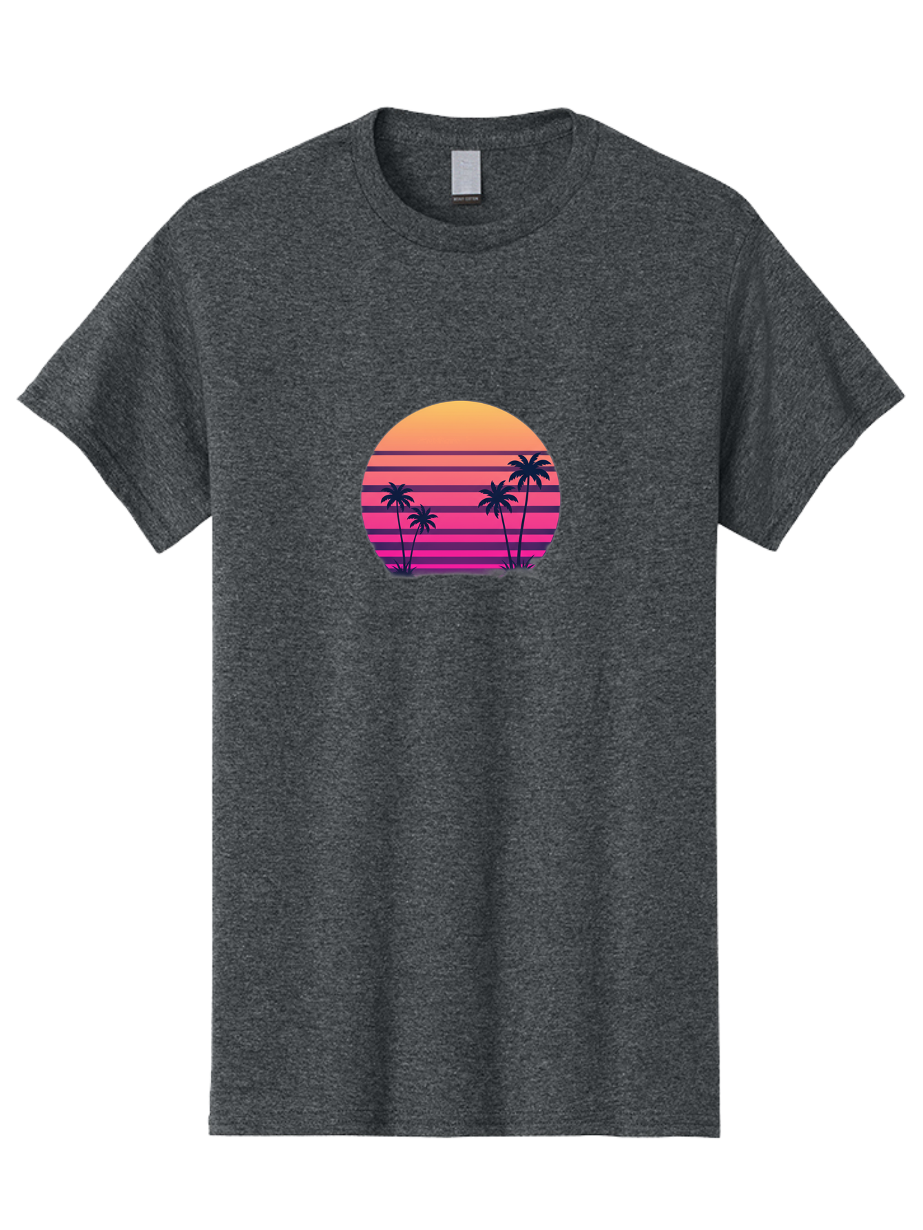 Vaporwave-Sunset Men'S Graphic Tee, 100% Cotton, Comfortable Casual Summer Wear, Machine Washable, Vaporwave Aesthetic, Retro Futurism, Sunset Landscape, Palm Trees, Neon Colors, Synthwave Art, Retro Style, 80S Vibe, Tropical Scenery, Bab568 15