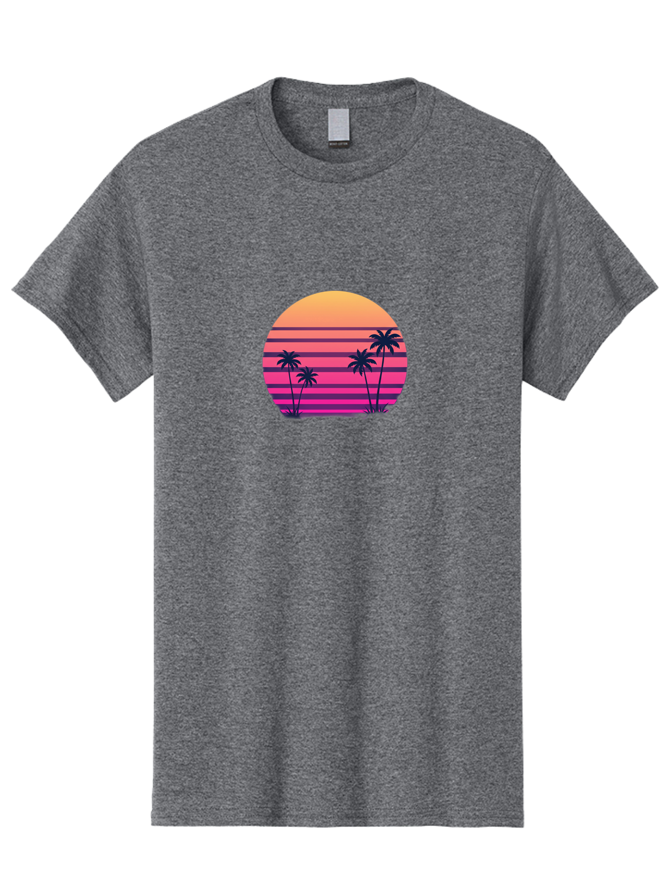 Vaporwave-Sunset Men'S Graphic Tee, 100% Cotton, Comfortable Casual Summer Wear, Machine Washable, Vaporwave Aesthetic, Retro Futurism, Sunset Landscape, Palm Trees, Neon Colors, Synthwave Art, Retro Style, 80S Vibe, Tropical Scenery, Bab568 9
