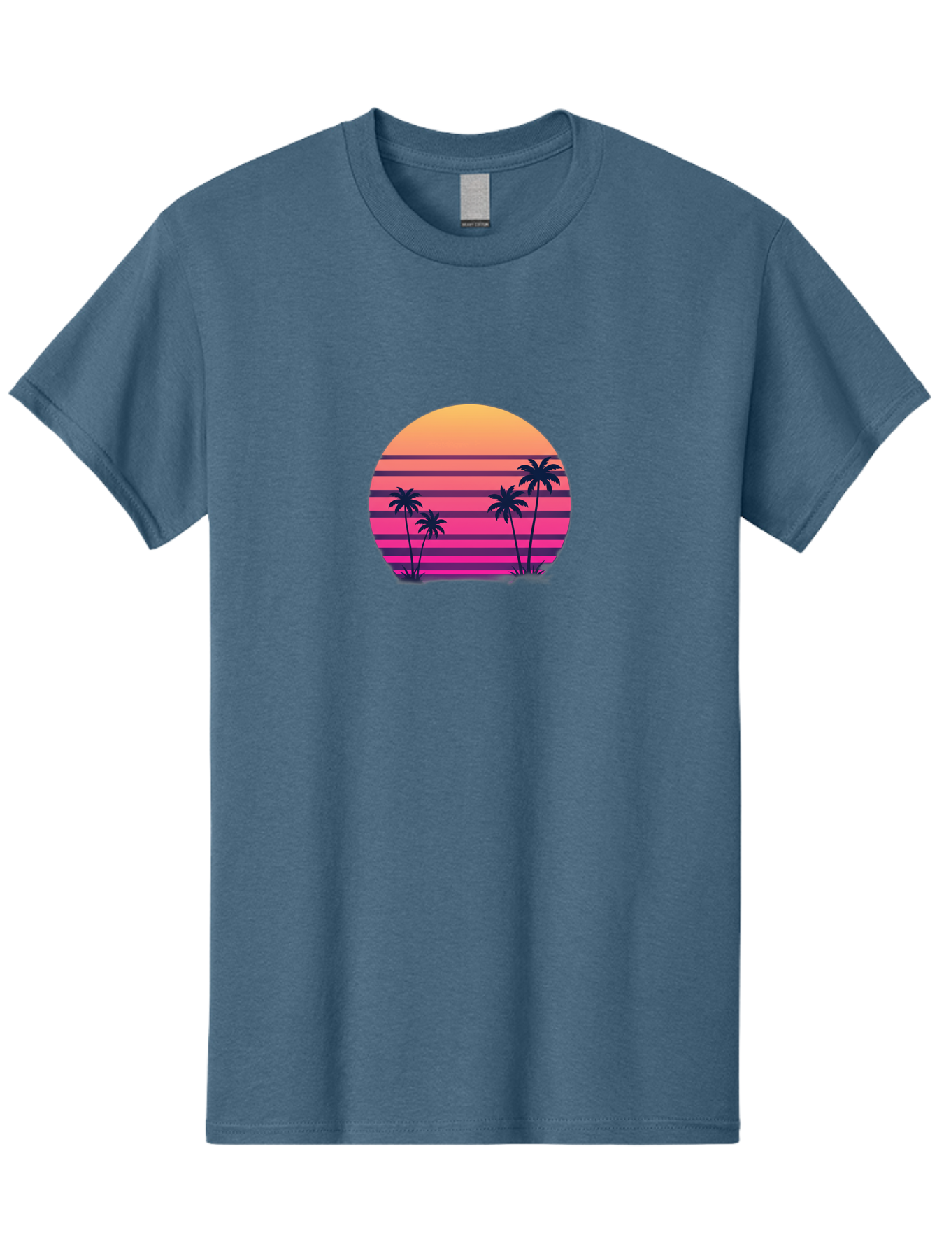 Vaporwave-Sunset Men'S Graphic Tee, 100% Cotton, Comfortable Casual Summer Wear, Machine Washable, Vaporwave Aesthetic, Retro Futurism, Sunset Landscape, Palm Trees, Neon Colors, Synthwave Art, Retro Style, 80S Vibe, Tropical Scenery, Bab568 13