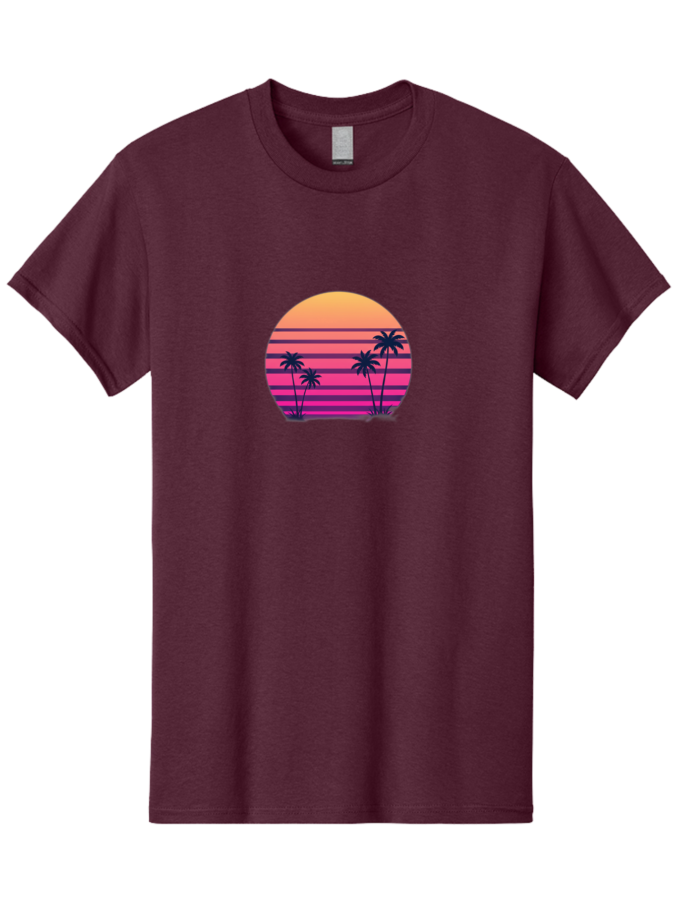 Vaporwave-Sunset Men'S Graphic Tee, 100% Cotton, Comfortable Casual Summer Wear, Machine Washable, Vaporwave Aesthetic, Retro Futurism, Sunset Landscape, Palm Trees, Neon Colors, Synthwave Art, Retro Style, 80S Vibe, Tropical Scenery, Bab568 6