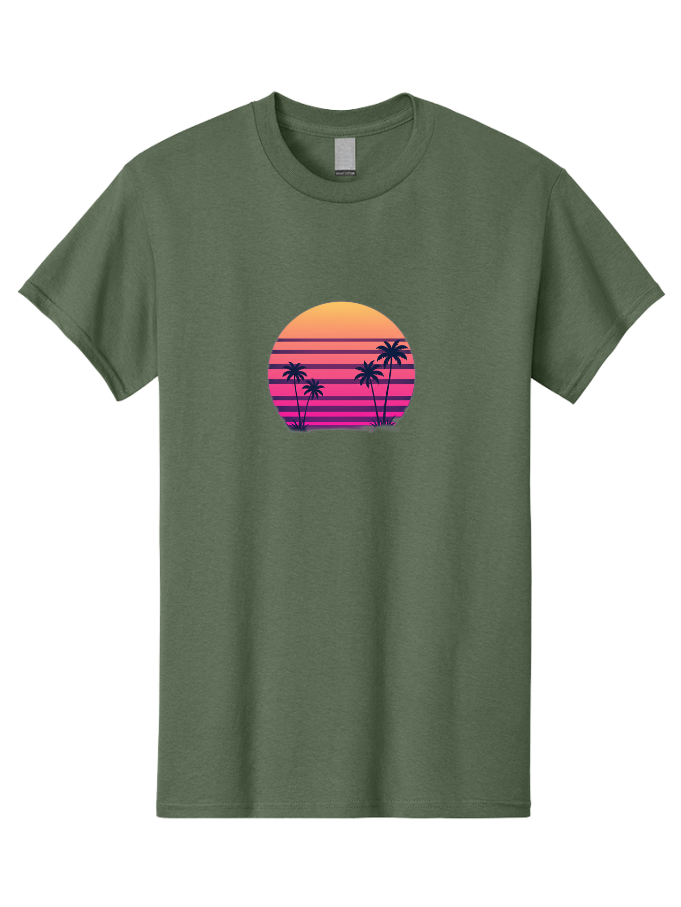 Vaporwave-Sunset Men'S Graphic Tee, 100% Cotton, Comfortable Casual Summer Wear, Machine Washable, Vaporwave Aesthetic, Retro Futurism, Sunset Landscape, Palm Trees, Neon Colors, Synthwave Art, Retro Style, 80S Vibe, Tropical Scenery, Bab568 14