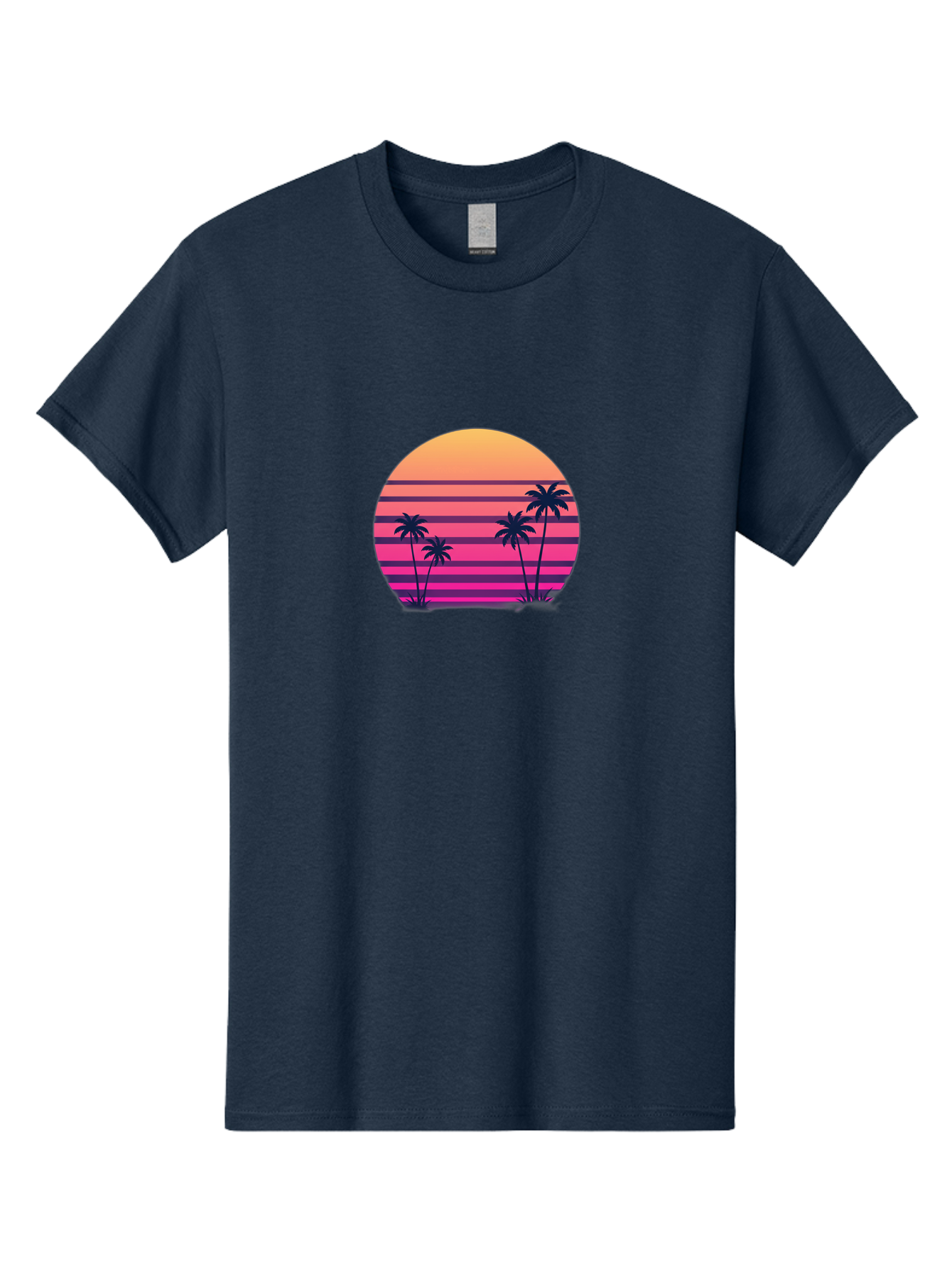 Vaporwave-Sunset Men'S Graphic Tee, 100% Cotton, Comfortable Casual Summer Wear, Machine Washable, Vaporwave Aesthetic, Retro Futurism, Sunset Landscape, Palm Trees, Neon Colors, Synthwave Art, Retro Style, 80S Vibe, Tropical Scenery, Bab568 8