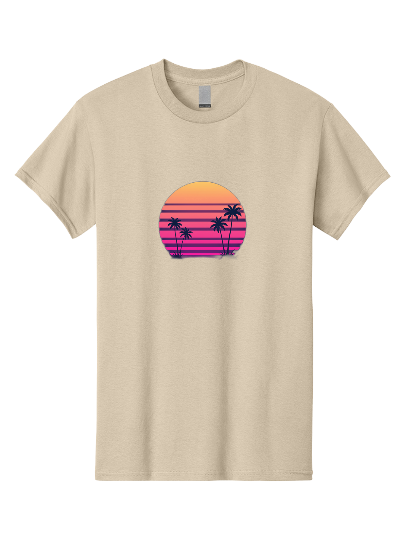 Vaporwave-Sunset Men'S Graphic Tee, 100% Cotton, Comfortable Casual Summer Wear, Machine Washable, Vaporwave Aesthetic, Retro Futurism, Sunset Landscape, Palm Trees, Neon Colors, Synthwave Art, Retro Style, 80S Vibe, Tropical Scenery, Bab568 10