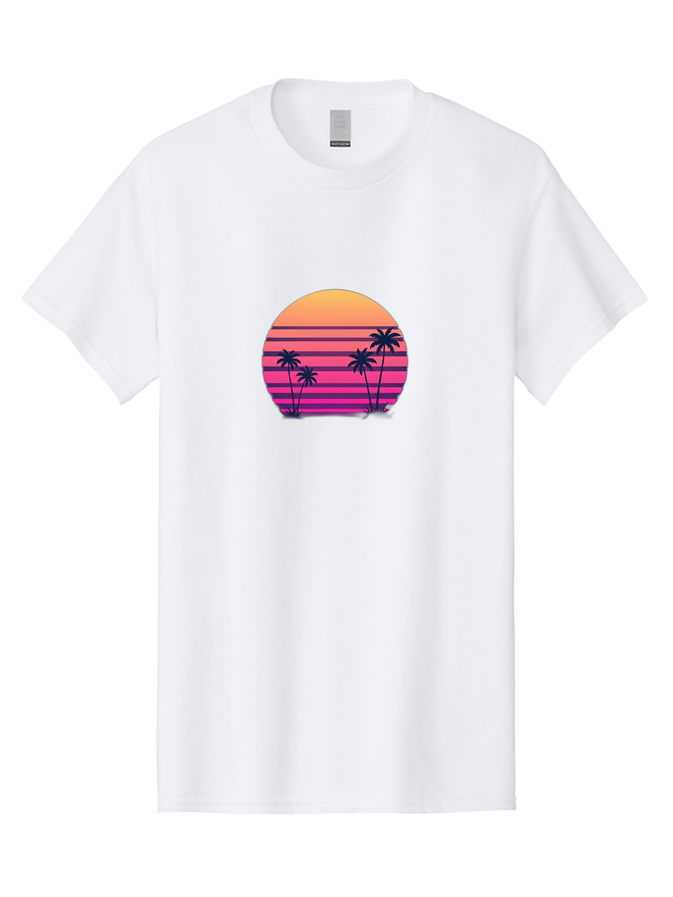 Vaporwave-Sunset Men'S Graphic Tee, 100% Cotton, Comfortable Casual Summer Wear, Machine Washable, Vaporwave Aesthetic, Retro Futurism, Sunset Landscape, Palm Trees, Neon Colors, Synthwave Art, Retro Style, 80S Vibe, Tropical Scenery, Bab568 11