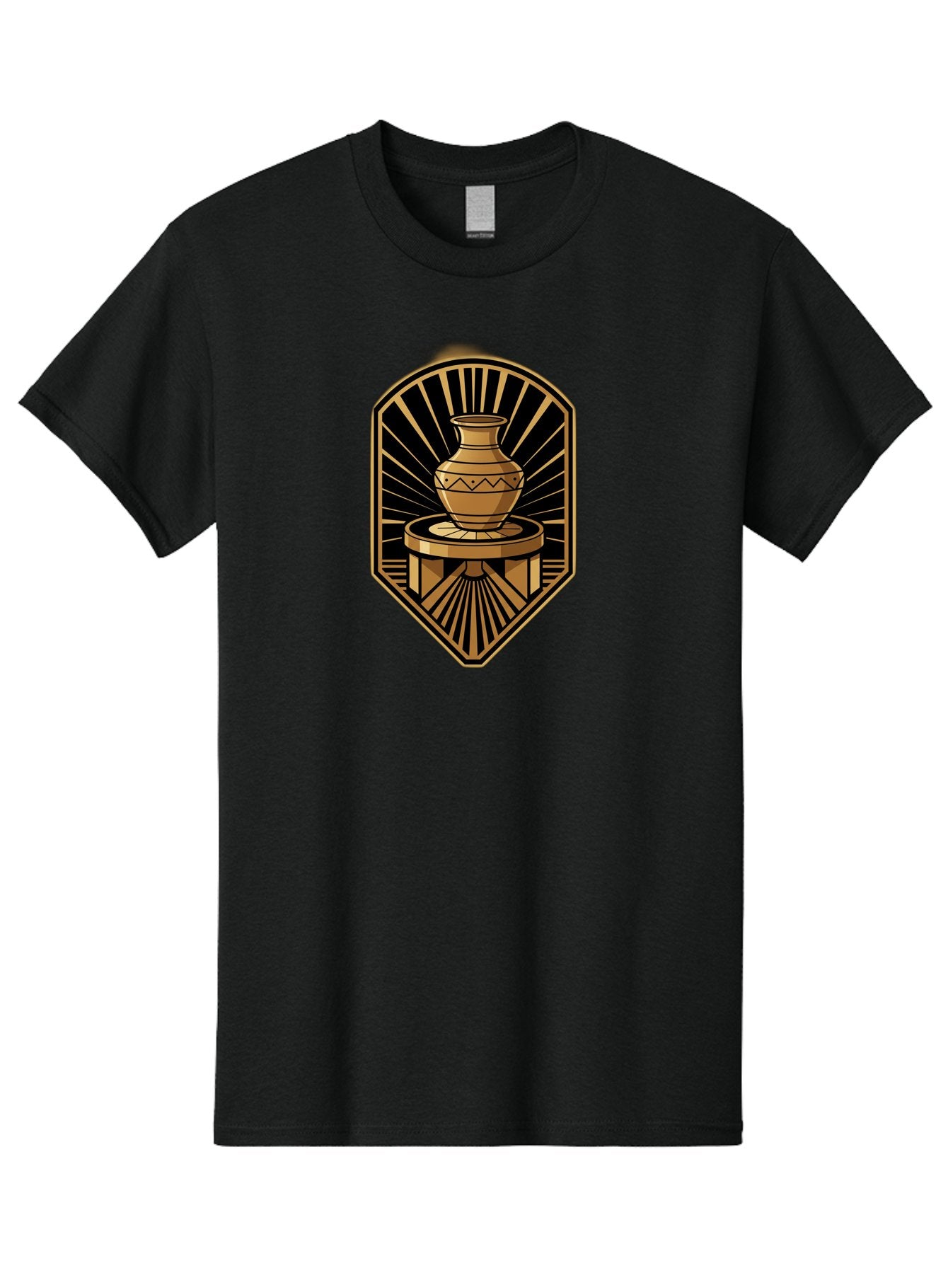 Vase-On-Pedestal Men'S Graphic Tee, 100% Cotton, Comfortable Casual Summer Wear, Machine Washable, Golden Vase, Decorative Pot, Ornate Design, Geometric Patterns, Luxurious Feel, Ancient Artifact, Stylish Decor, Elegant Display, Bab569 3