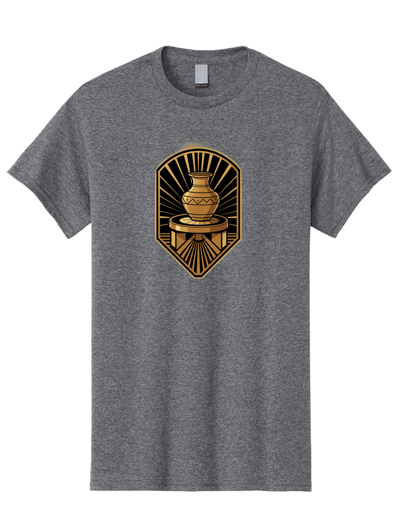 Vase-On-Pedestal Men'S Graphic Tee, 100% Cotton, Comfortable Casual Summer Wear, Machine Washable, Golden Vase, Decorative Pot, Ornate Design, Geometric Patterns, Luxurious Feel, Ancient Artifact, Stylish Decor, Elegant Display, Bab569