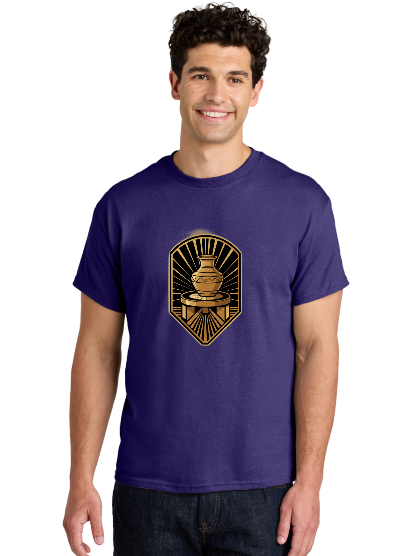 Vase-On-Pedestal Men'S Graphic Tee, 100% Cotton, Comfortable Casual Summer Wear, Machine Washable, Golden Vase, Decorative Pot, Ornate Design, Geometric Patterns, Luxurious Feel, Ancient Artifact, Stylish Decor, Elegant Display, Bab569 27
