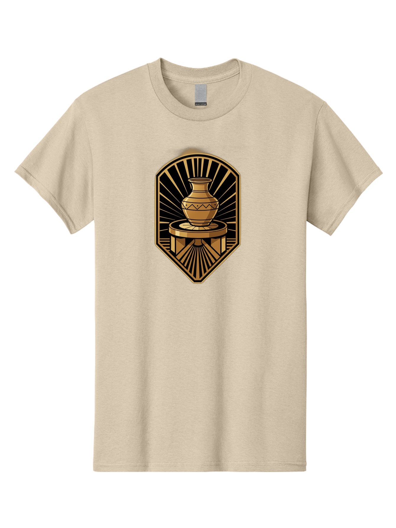 Vase-On-Pedestal Men'S Graphic Tee, 100% Cotton, Comfortable Casual Summer Wear, Machine Washable, Golden Vase, Decorative Pot, Ornate Design, Geometric Patterns, Luxurious Feel, Ancient Artifact, Stylish Decor, Elegant Display, Bab569