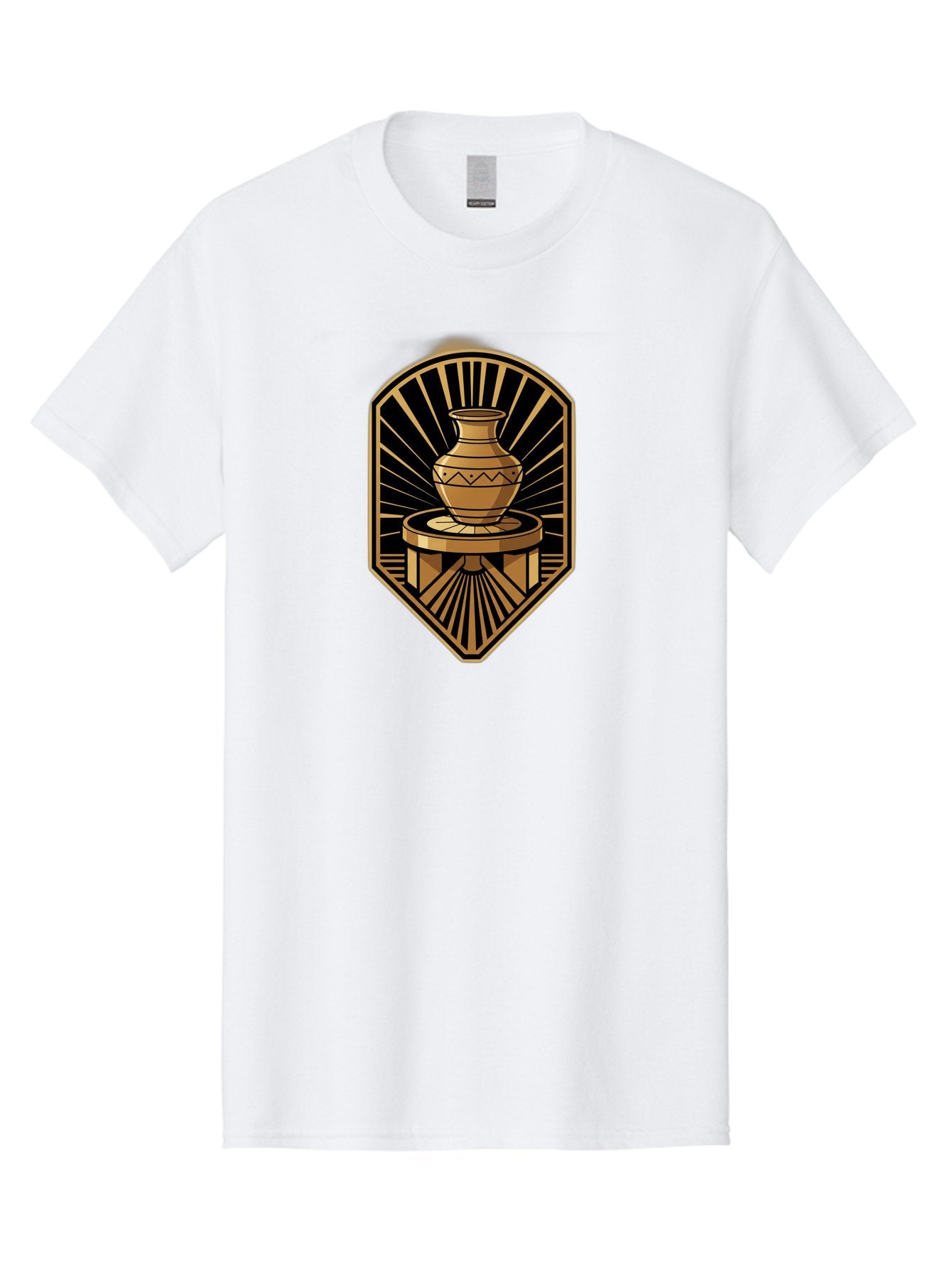 Vase-On-Pedestal Men'S Graphic Tee, 100% Cotton, Comfortable Casual Summer Wear, Machine Washable, Golden Vase, Decorative Pot, Ornate Design, Geometric Patterns, Luxurious Feel, Ancient Artifact, Stylish Decor, Elegant Display, Bab569 7