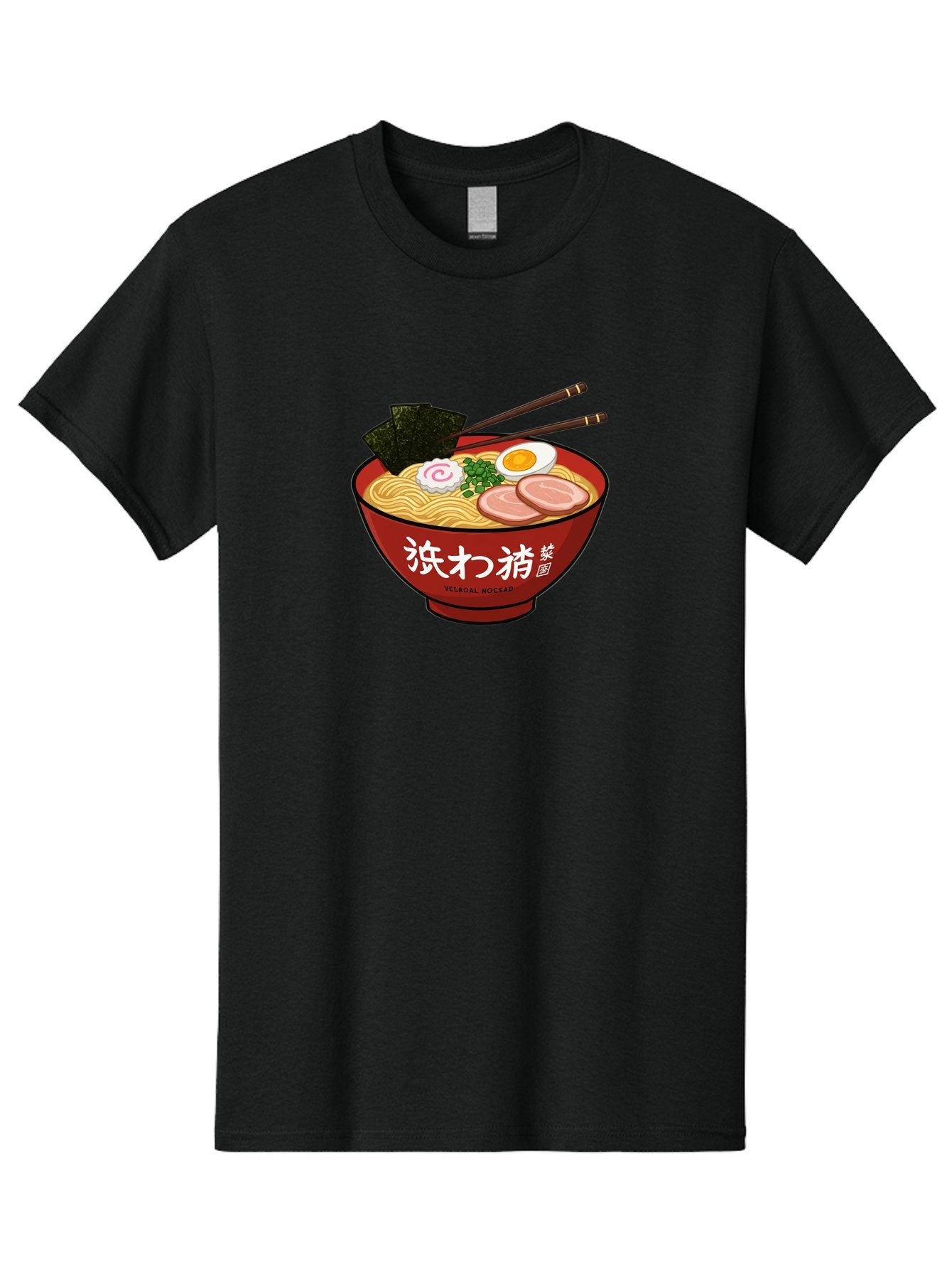 Velqal-Woosap Men'S Graphic Tee, 100% Cotton, Comfortable Casual Summer Wear, Machine Washable, Ramen Noodles, Egg, Seaweed, Pork Slices, Asian Cuisine, Japanese Food, Noodle Soup, Chopsticks, Velogal Woccar Bab570 5