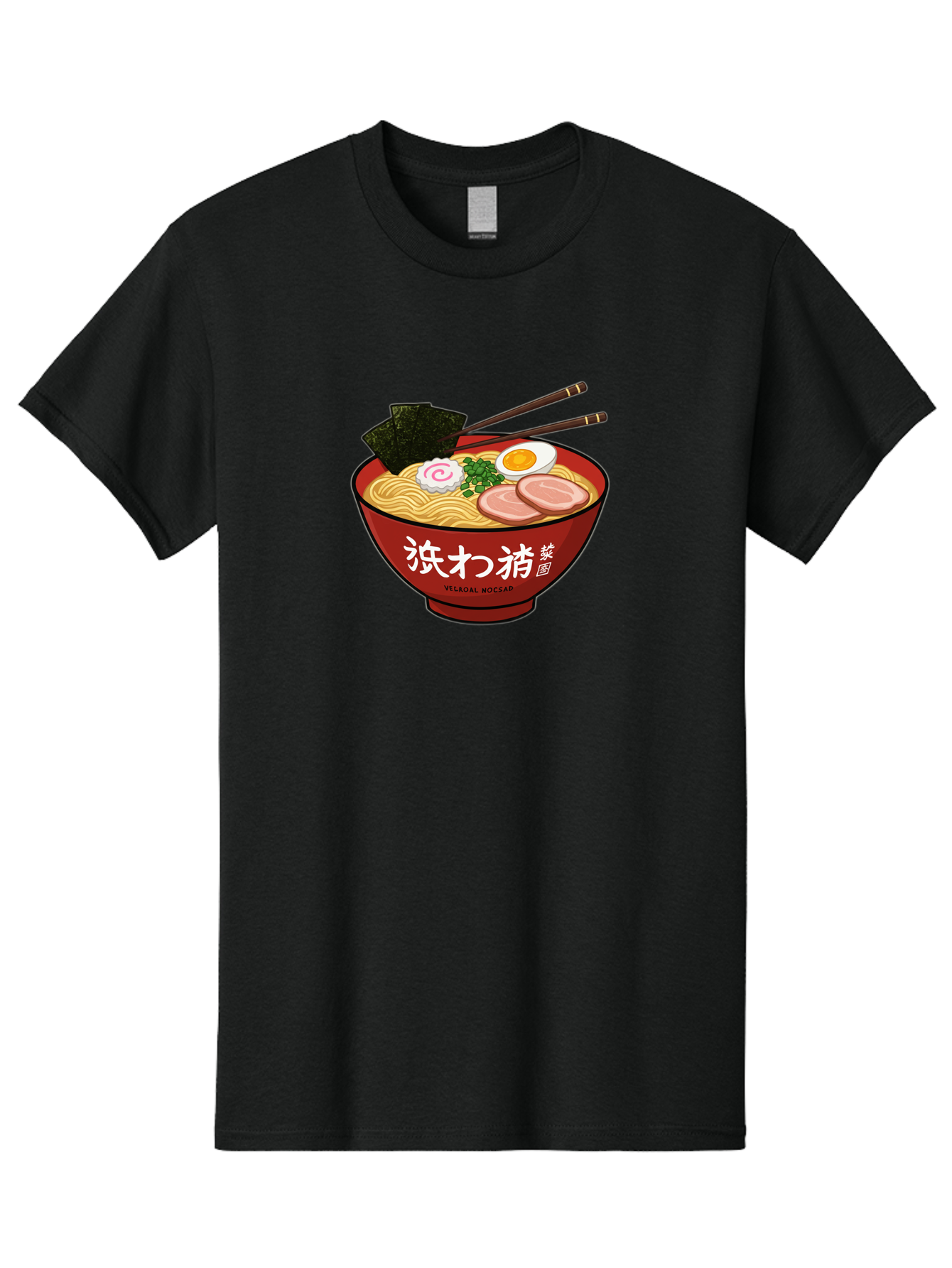 Velqal-Woosap Men'S Graphic Tee, 100% Cotton, Comfortable Casual Summer Wear, Machine Washable, Ramen Noodles, Egg, Seaweed, Pork Slices, Asian Cuisine, Japanese Food, Noodle Soup, Chopsticks, Velogal Woccar Bab570 8