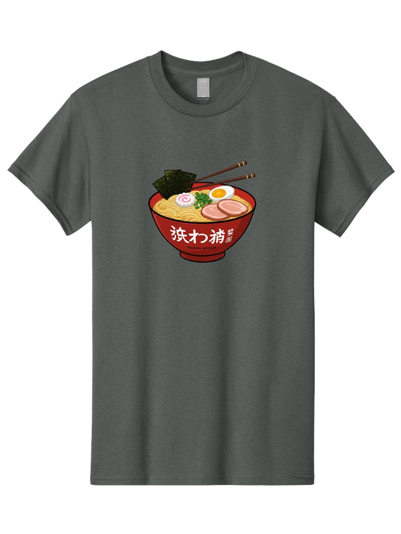 Velqal-Woosap Men'S Graphic Tee, 100% Cotton, Comfortable Casual Summer Wear, Machine Washable, Ramen Noodles, Egg, Seaweed, Pork Slices, Asian Cuisine, Japanese Food, Noodle Soup, Chopsticks, Velogal Woccar Bab570 12