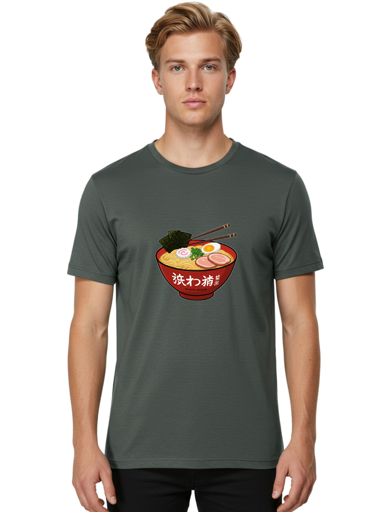 Velqal-Woosap Men'S Graphic Tee, 100% Cotton, Comfortable Casual Summer Wear, Machine Washable, Ramen Noodles, Egg, Seaweed, Pork Slices, Asian Cuisine, Japanese Food, Noodle Soup, Chopsticks, Velogal Woccar Bab570 18