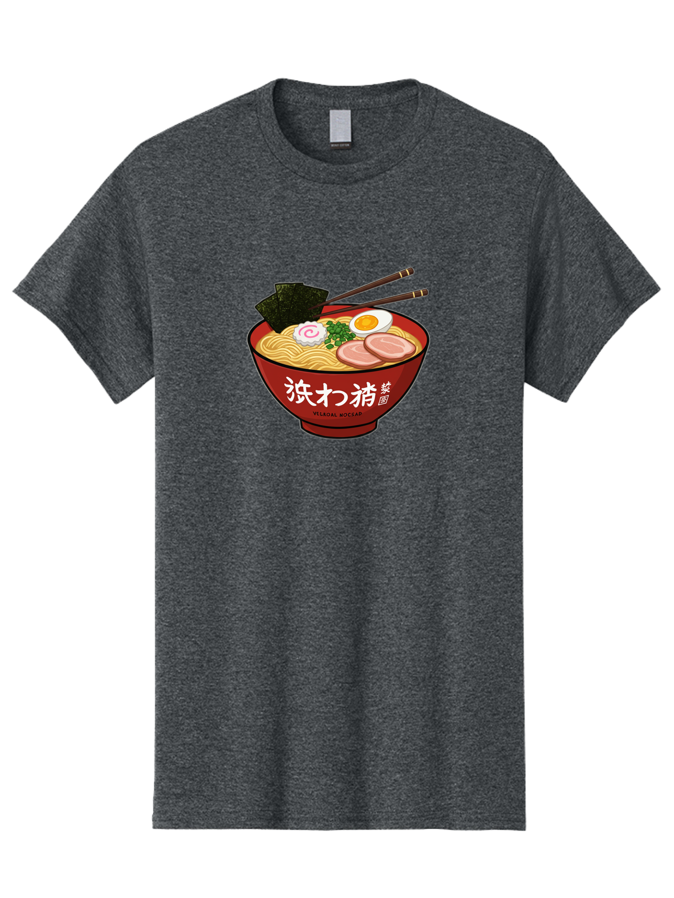Velqal-Woosap Men'S Graphic Tee, 100% Cotton, Comfortable Casual Summer Wear, Machine Washable, Ramen Noodles, Egg, Seaweed, Pork Slices, Asian Cuisine, Japanese Food, Noodle Soup, Chopsticks, Velogal Woccar Bab570