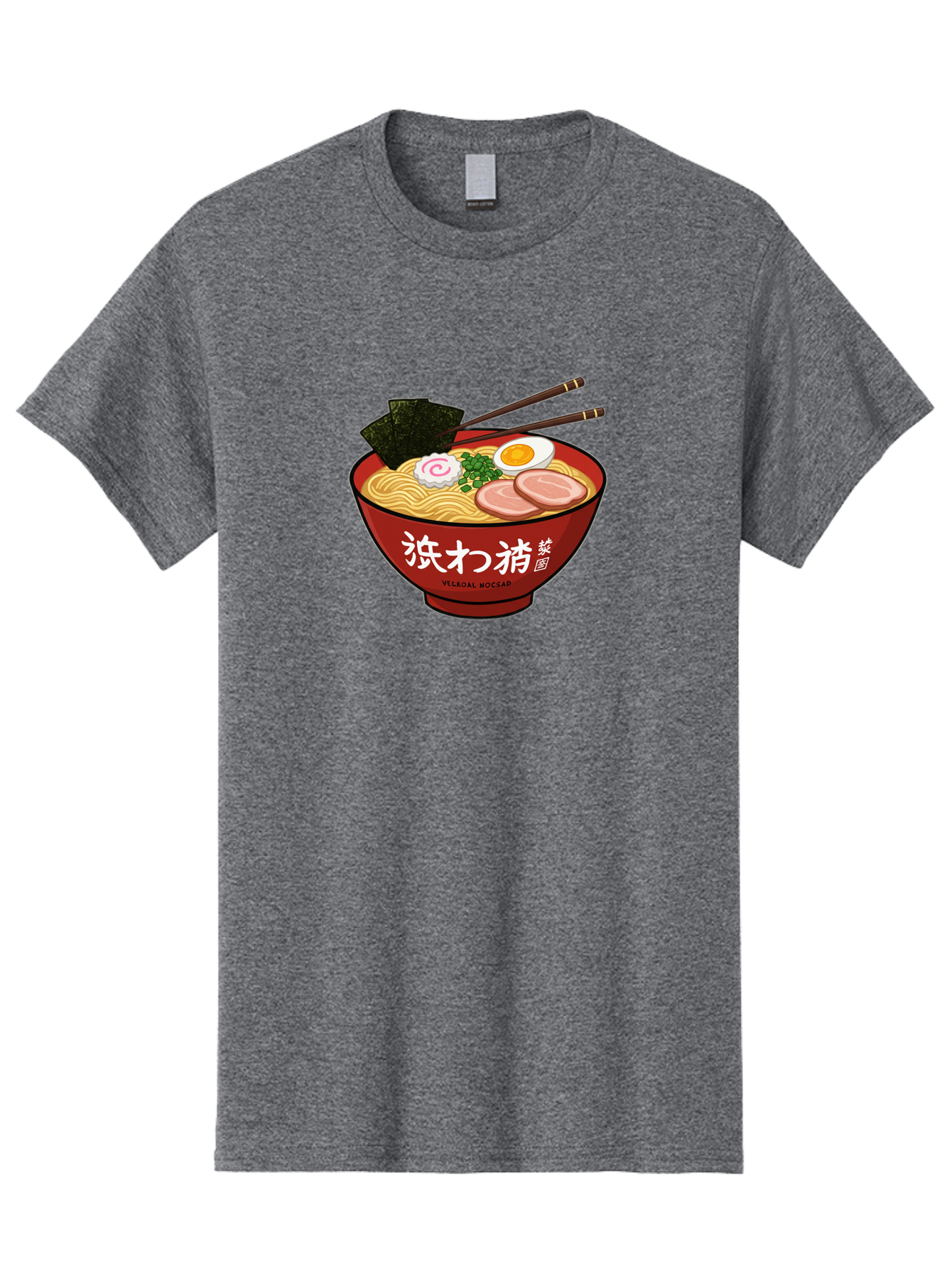 Velqal-Woosap Men'S Graphic Tee, 100% Cotton, Comfortable Casual Summer Wear, Machine Washable, Ramen Noodles, Egg, Seaweed, Pork Slices, Asian Cuisine, Japanese Food, Noodle Soup, Chopsticks, Velogal Woccar Bab570 14