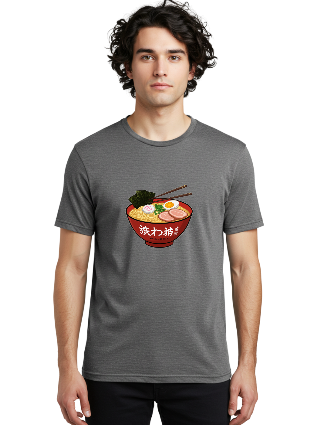 Velqal-Woosap Men'S Graphic Tee, 100% Cotton, Comfortable Casual Summer Wear, Machine Washable, Ramen Noodles, Egg, Seaweed, Pork Slices, Asian Cuisine, Japanese Food, Noodle Soup, Chopsticks, Velogal Woccar Bab570 29