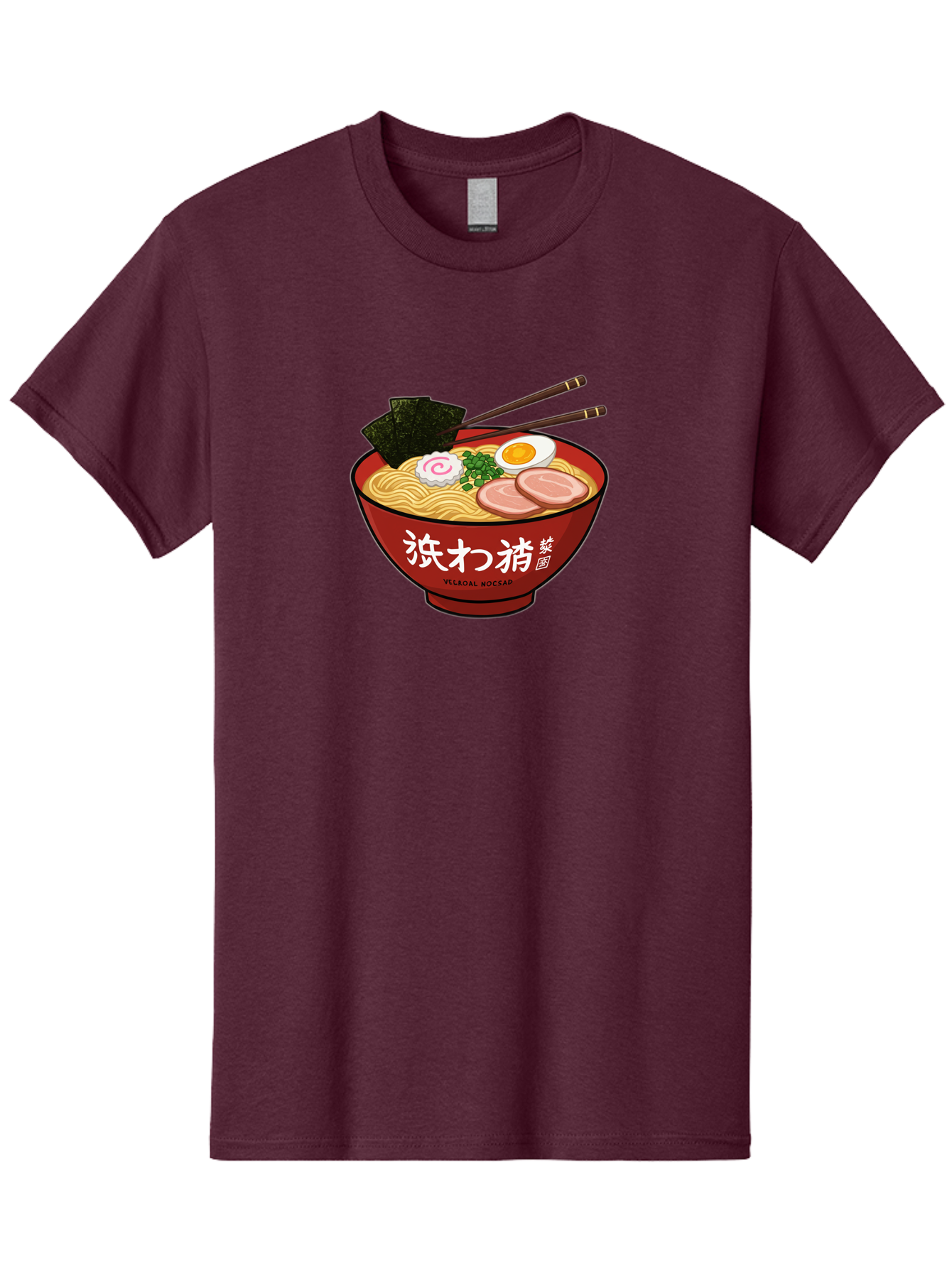 Velqal-Woosap Men'S Graphic Tee, 100% Cotton, Comfortable Casual Summer Wear, Machine Washable, Ramen Noodles, Egg, Seaweed, Pork Slices, Asian Cuisine, Japanese Food, Noodle Soup, Chopsticks, Velogal Woccar Bab570