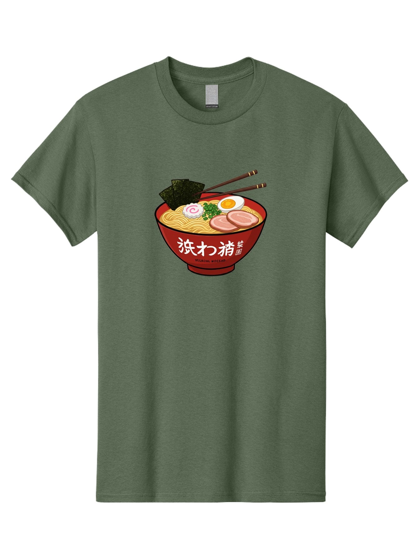 Velqal-Woosap Men'S Graphic Tee, 100% Cotton, Comfortable Casual Summer Wear, Machine Washable, Ramen Noodles, Egg, Seaweed, Pork Slices, Asian Cuisine, Japanese Food, Noodle Soup, Chopsticks, Velogal Woccar Bab570 13