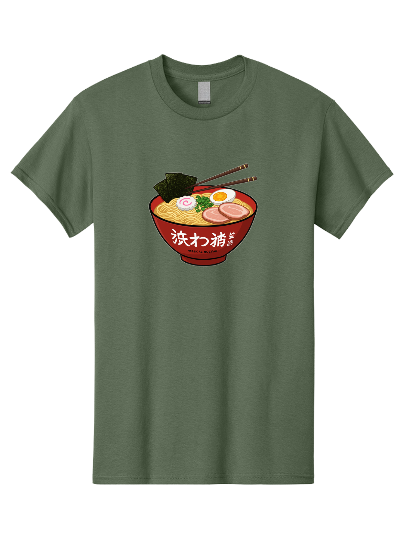 Velqal-Woosap Men'S Graphic Tee, 100% Cotton, Comfortable Casual Summer Wear, Machine Washable, Ramen Noodles, Egg, Seaweed, Pork Slices, Asian Cuisine, Japanese Food, Noodle Soup, Chopsticks, Velogal Woccar Bab570 15
