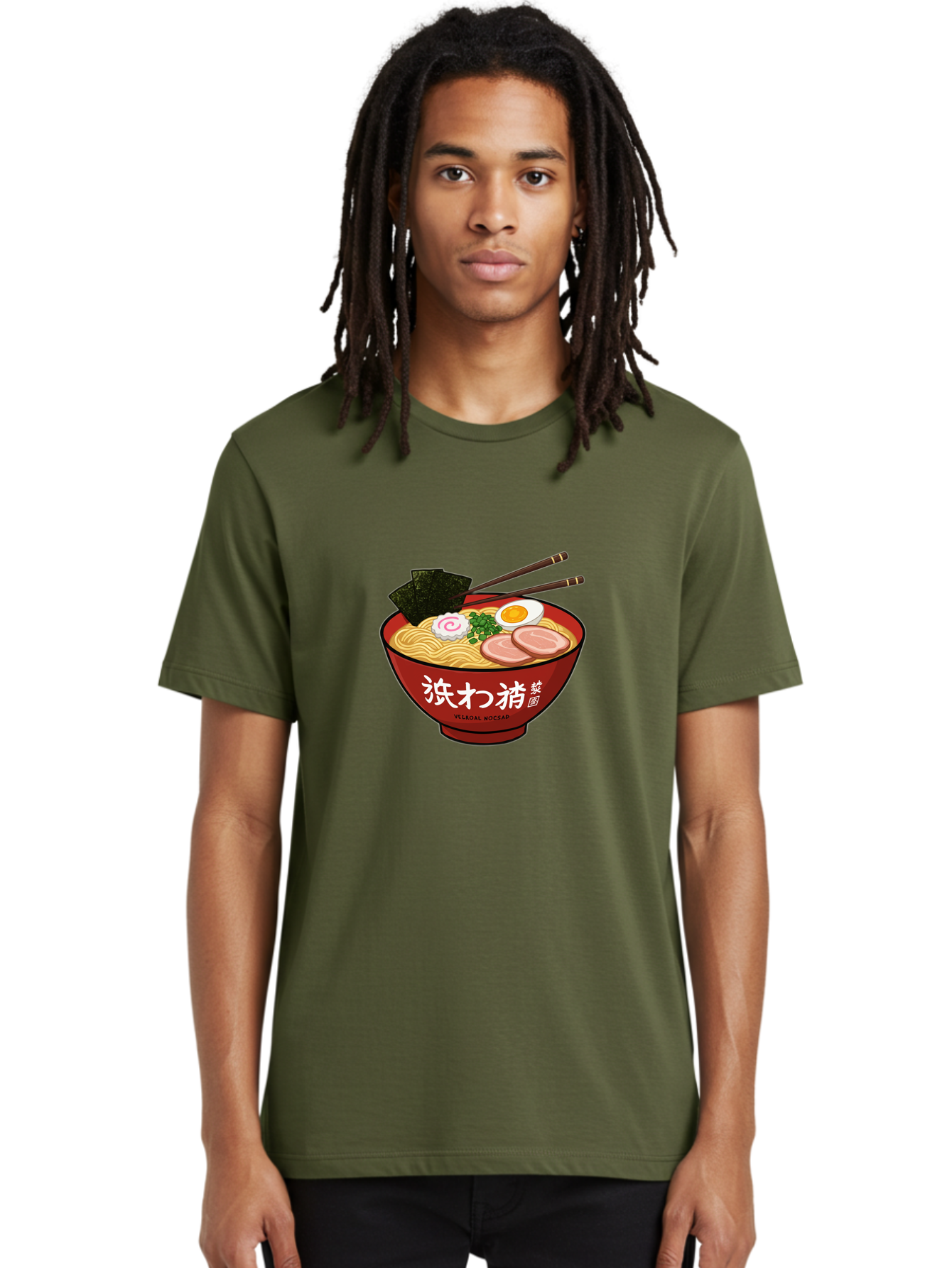 Velqal-Woosap Men'S Graphic Tee, 100% Cotton, Comfortable Casual Summer Wear, Machine Washable, Ramen Noodles, Egg, Seaweed, Pork Slices, Asian Cuisine, Japanese Food, Noodle Soup, Chopsticks, Velogal Woccar Bab570 30