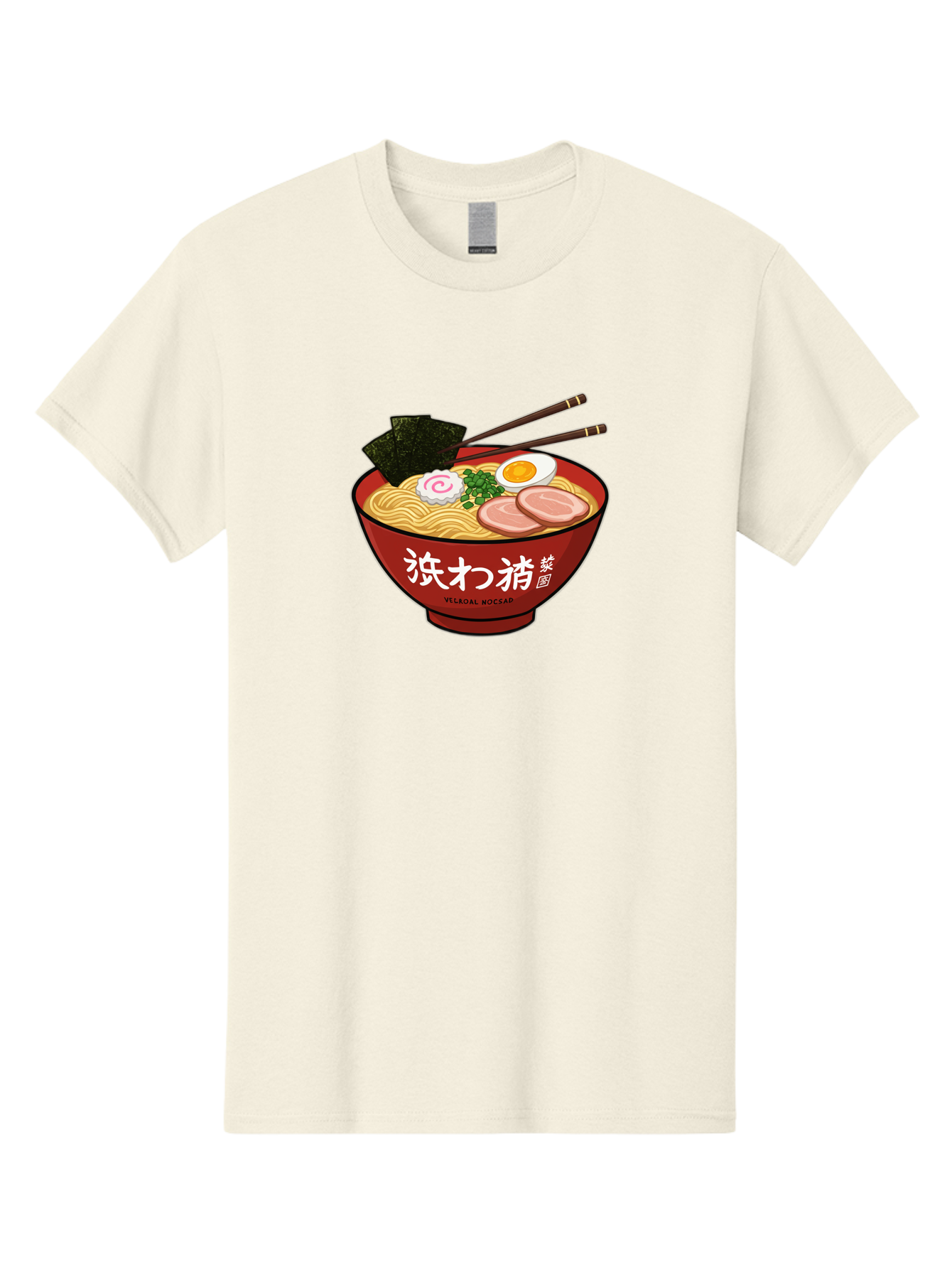 Velqal-Woosap Men'S Graphic Tee, 100% Cotton, Comfortable Casual Summer Wear, Machine Washable, Ramen Noodles, Egg, Seaweed, Pork Slices, Asian Cuisine, Japanese Food, Noodle Soup, Chopsticks, Velogal Woccar Bab570 12