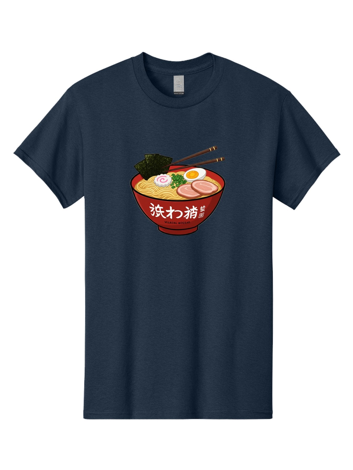 Velqal-Woosap Men'S Graphic Tee, 100% Cotton, Comfortable Casual Summer Wear, Machine Washable, Ramen Noodles, Egg, Seaweed, Pork Slices, Asian Cuisine, Japanese Food, Noodle Soup, Chopsticks, Velogal Woccar Bab570 11