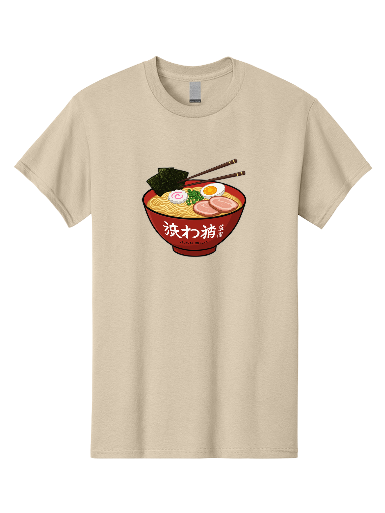 Velqal-Woosap Men'S Graphic Tee, 100% Cotton, Comfortable Casual Summer Wear, Machine Washable, Ramen Noodles, Egg, Seaweed, Pork Slices, Asian Cuisine, Japanese Food, Noodle Soup, Chopsticks, Velogal Woccar Bab570 7