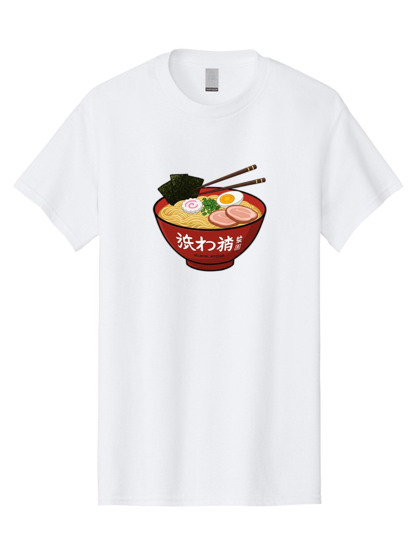 Velqal-Woosap Men'S Graphic Tee, 100% Cotton, Comfortable Casual Summer Wear, Machine Washable, Ramen Noodles, Egg, Seaweed, Pork Slices, Asian Cuisine, Japanese Food, Noodle Soup, Chopsticks, Velogal Woccar Bab570 9
