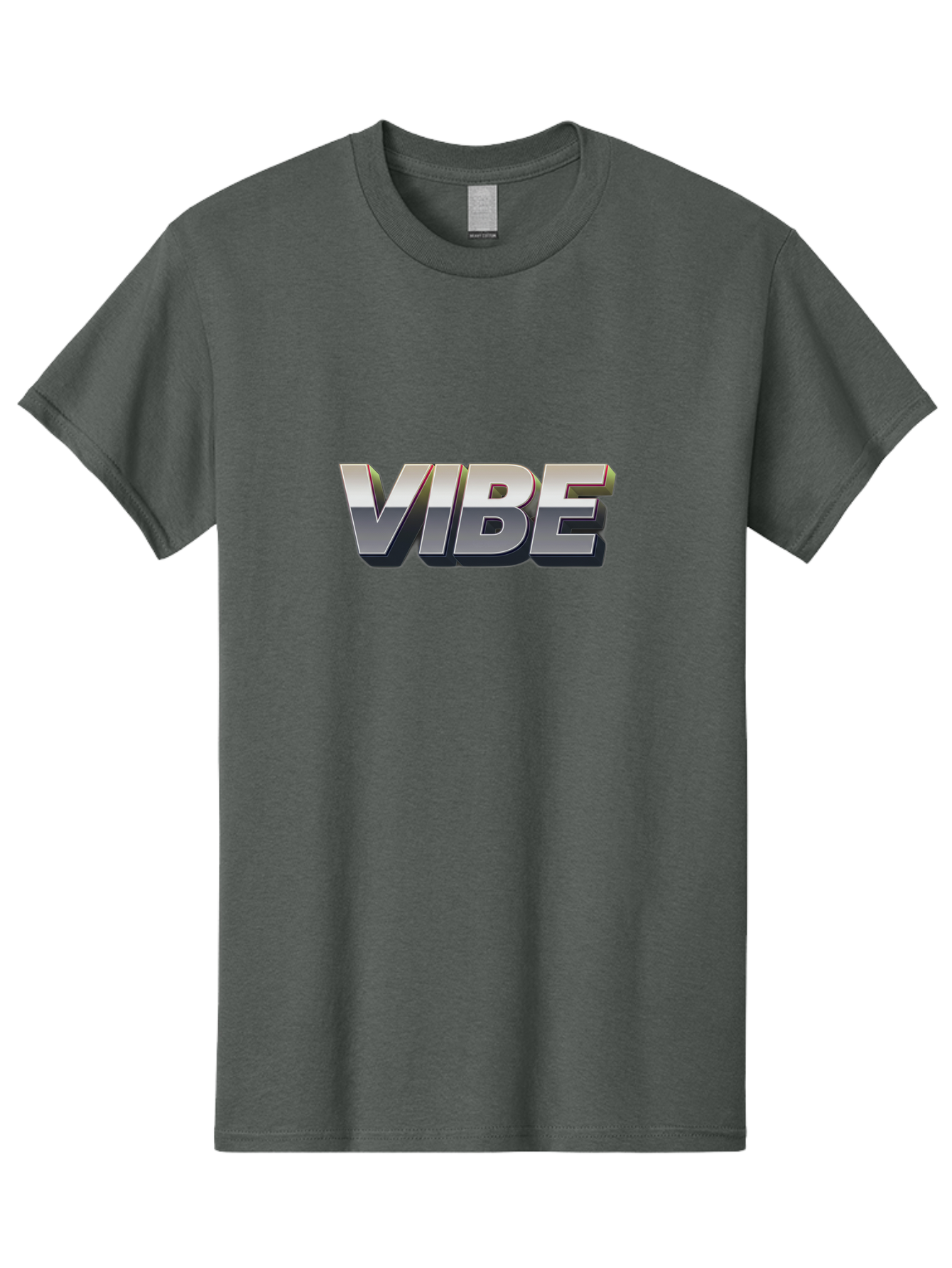 Vibe Men'S Graphic Tee, 100% Cotton, Comfortable Casual Summer Wear, Machine Washable, Vibe, Silver Text, Modern Font, Bold Typography, Sleek Design, Futuristic Style, Trendy Aesthetic, Contemporary Graphics, 3D Effect, Metallic Finish Bab571 8