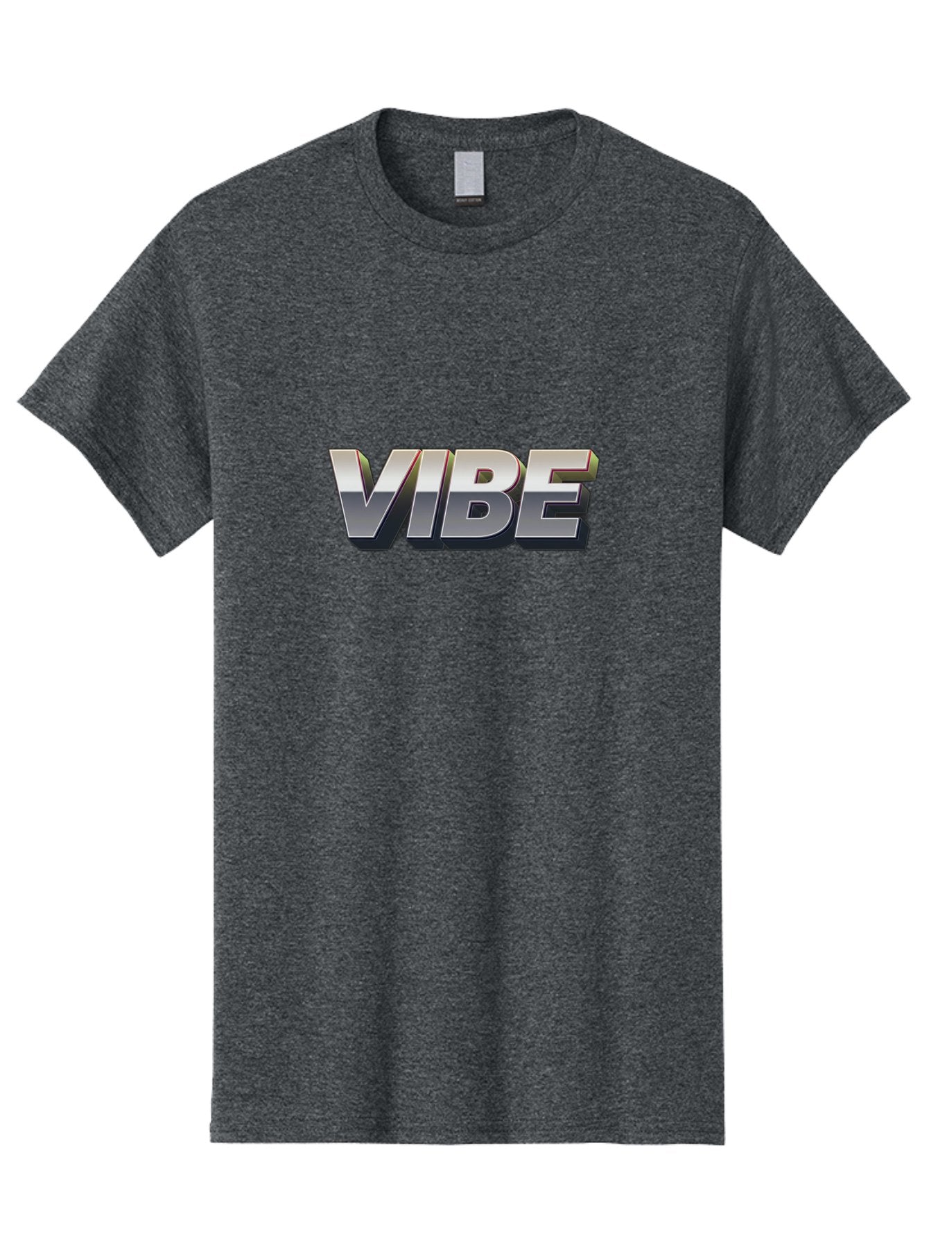 Vibe Men'S Graphic Tee, 100% Cotton, Comfortable Casual Summer Wear, Machine Washable, Vibe, Silver Text, Modern Font, Bold Typography, Sleek Design, Futuristic Style, Trendy Aesthetic, Contemporary Graphics, 3D Effect, Metallic Finish Bab571 14