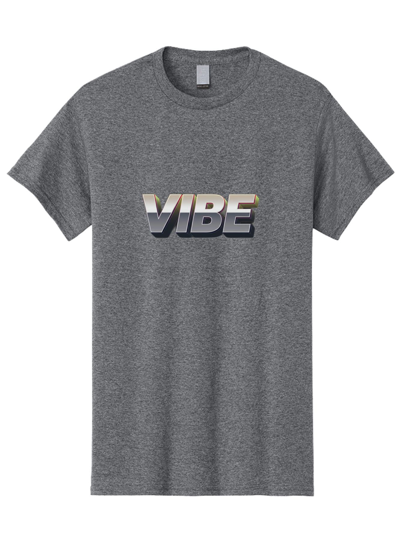 Vibe Men'S Graphic Tee, 100% Cotton, Comfortable Casual Summer Wear, Machine Washable, Vibe, Silver Text, Modern Font, Bold Typography, Sleek Design, Futuristic Style, Trendy Aesthetic, Contemporary Graphics, 3D Effect, Metallic Finish Bab571 9