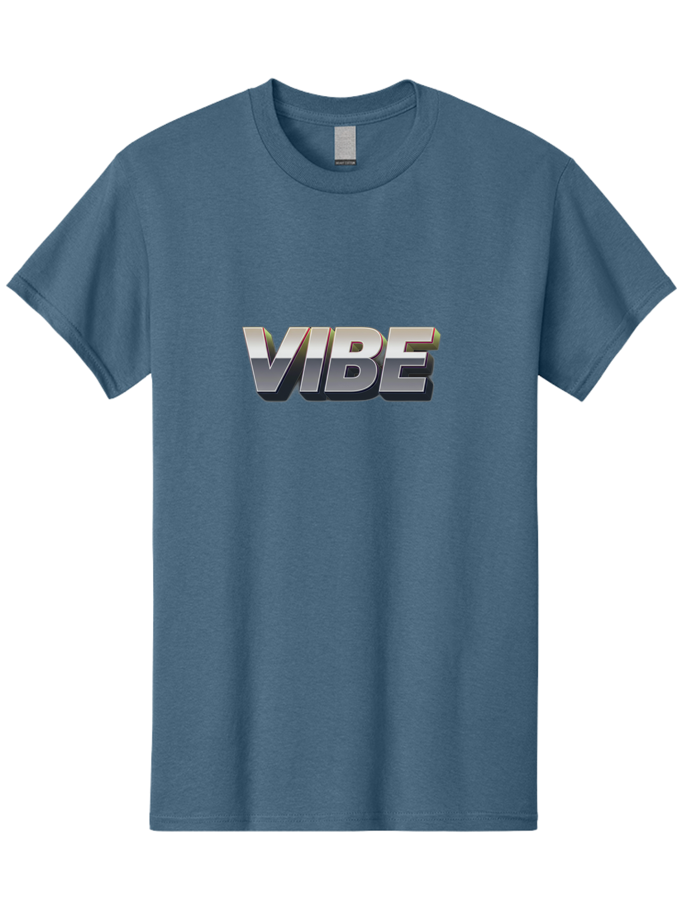Vibe Men'S Graphic Tee, 100% Cotton, Comfortable Casual Summer Wear, Machine Washable, Vibe, Silver Text, Modern Font, Bold Typography, Sleek Design, Futuristic Style, Trendy Aesthetic, Contemporary Graphics, 3D Effect, Metallic Finish Bab571 7