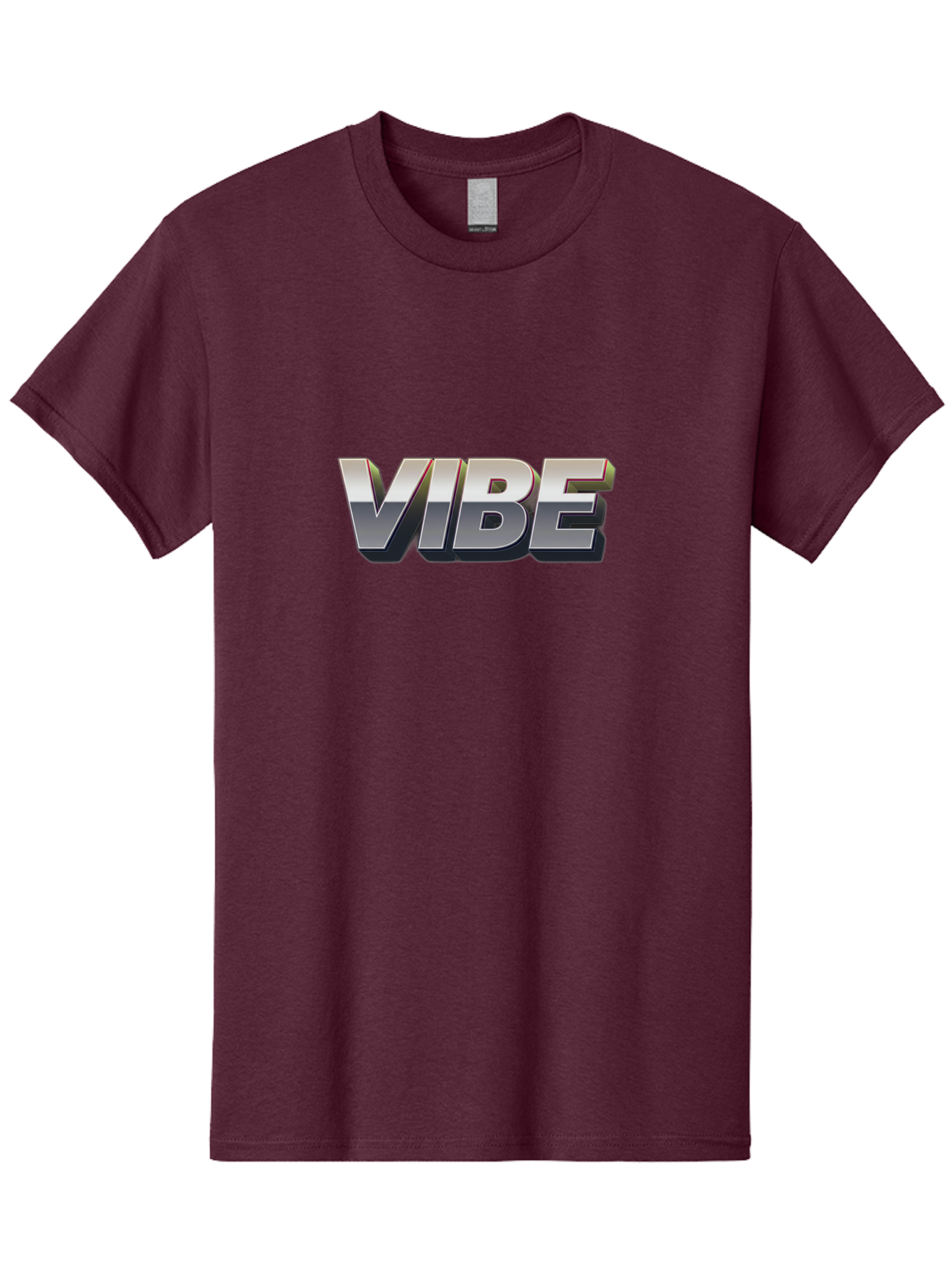 Vibe Men'S Graphic Tee, 100% Cotton, Comfortable Casual Summer Wear, Machine Washable, Vibe, Silver Text, Modern Font, Bold Typography, Sleek Design, Futuristic Style, Trendy Aesthetic, Contemporary Graphics, 3D Effect, Metallic Finish Bab571 12