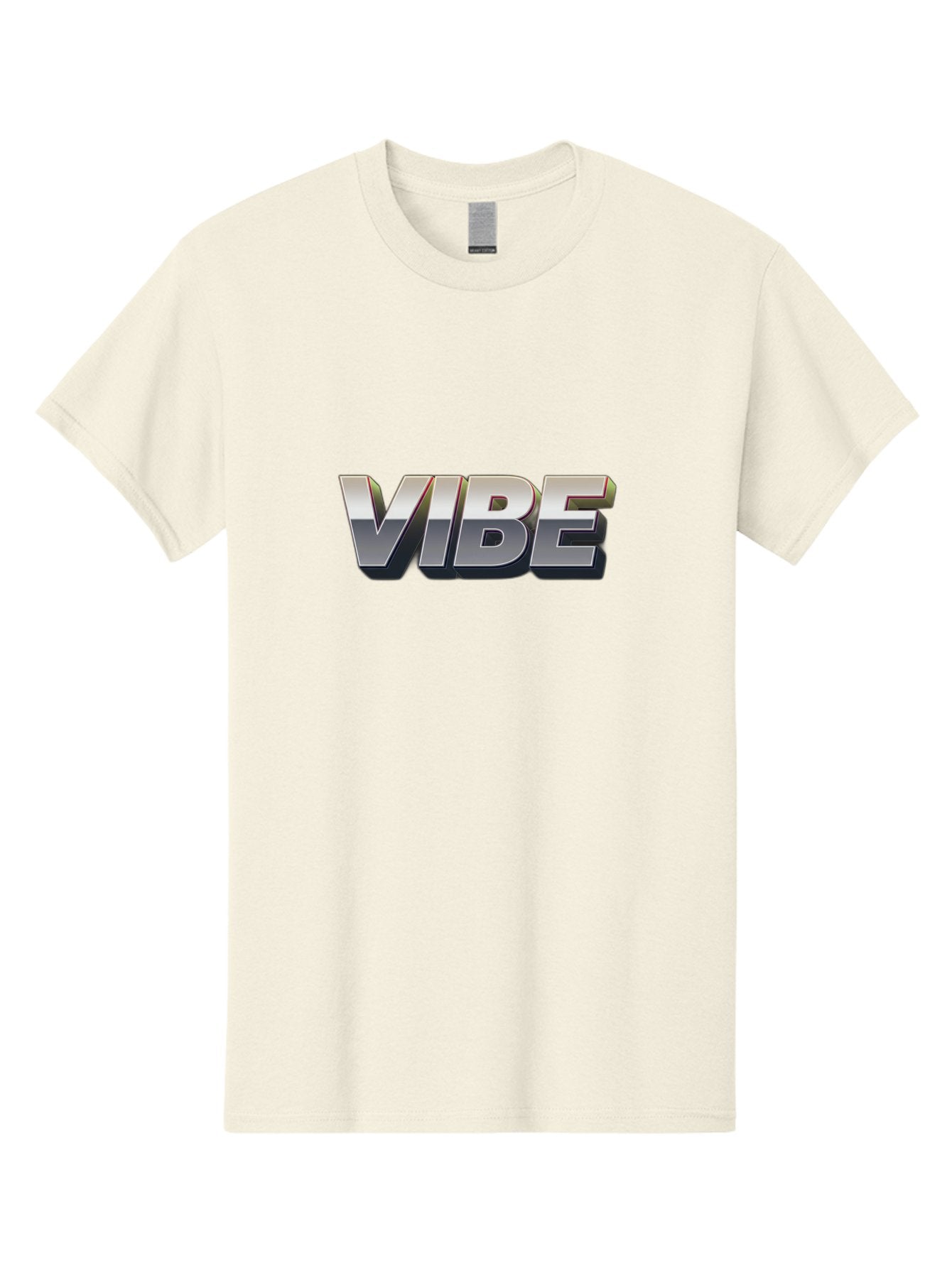 Vibe Men'S Graphic Tee, 100% Cotton, Comfortable Casual Summer Wear, Machine Washable, Vibe, Silver Text, Modern Font, Bold Typography, Sleek Design, Futuristic Style, Trendy Aesthetic, Contemporary Graphics, 3D Effect, Metallic Finish Bab571 8
