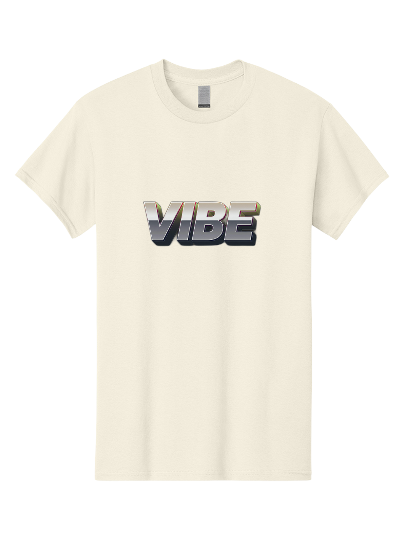 Vibe Men'S Graphic Tee, 100% Cotton, Comfortable Casual Summer Wear, Machine Washable, Vibe, Silver Text, Modern Font, Bold Typography, Sleek Design, Futuristic Style, Trendy Aesthetic, Contemporary Graphics, 3D Effect, Metallic Finish Bab571 6