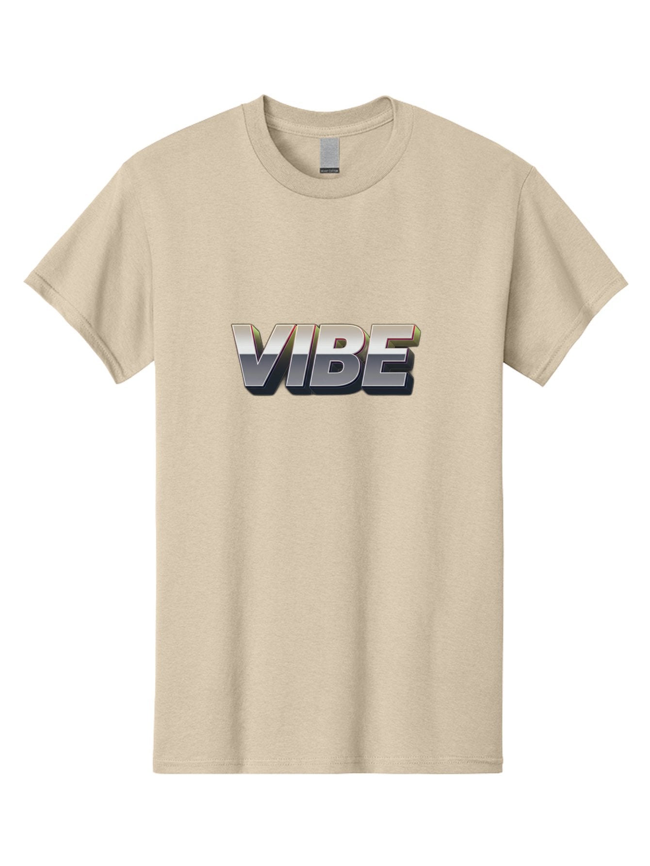 Vibe Men'S Graphic Tee, 100% Cotton, Comfortable Casual Summer Wear, Machine Washable, Vibe, Silver Text, Modern Font, Bold Typography, Sleek Design, Futuristic Style, Trendy Aesthetic, Contemporary Graphics, 3D Effect, Metallic Finish Bab571 13
