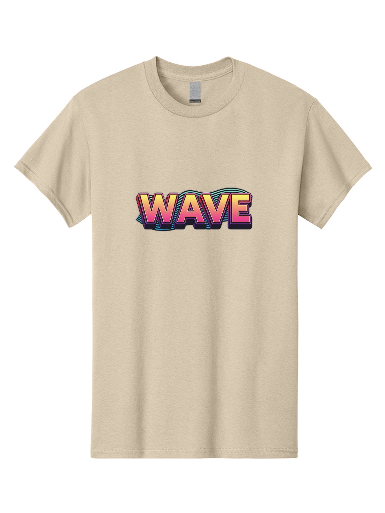 Wave Men'S Graphic Tee, 100% Cotton, Comfortable Casual Summer Wear, Machine Washable, Stylish Typography, Gradient Text, Wavy Design, Vibrant Colors, Modern Graphics, Bold Font, Retro Aesthetic, Colorful Illustration Bab578 5