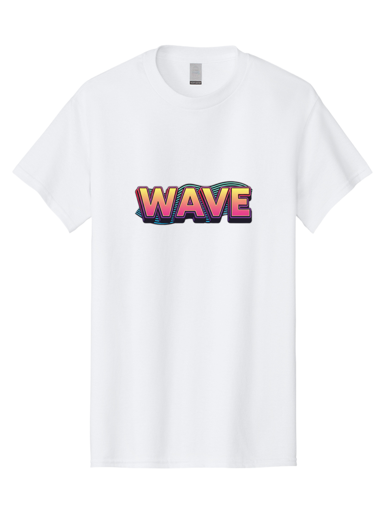 Wave Men'S Graphic Tee, 100% Cotton, Comfortable Casual Summer Wear, Machine Washable, Stylish Typography, Gradient Text, Wavy Design, Vibrant Colors, Modern Graphics, Bold Font, Retro Aesthetic, Colorful Illustration Bab578