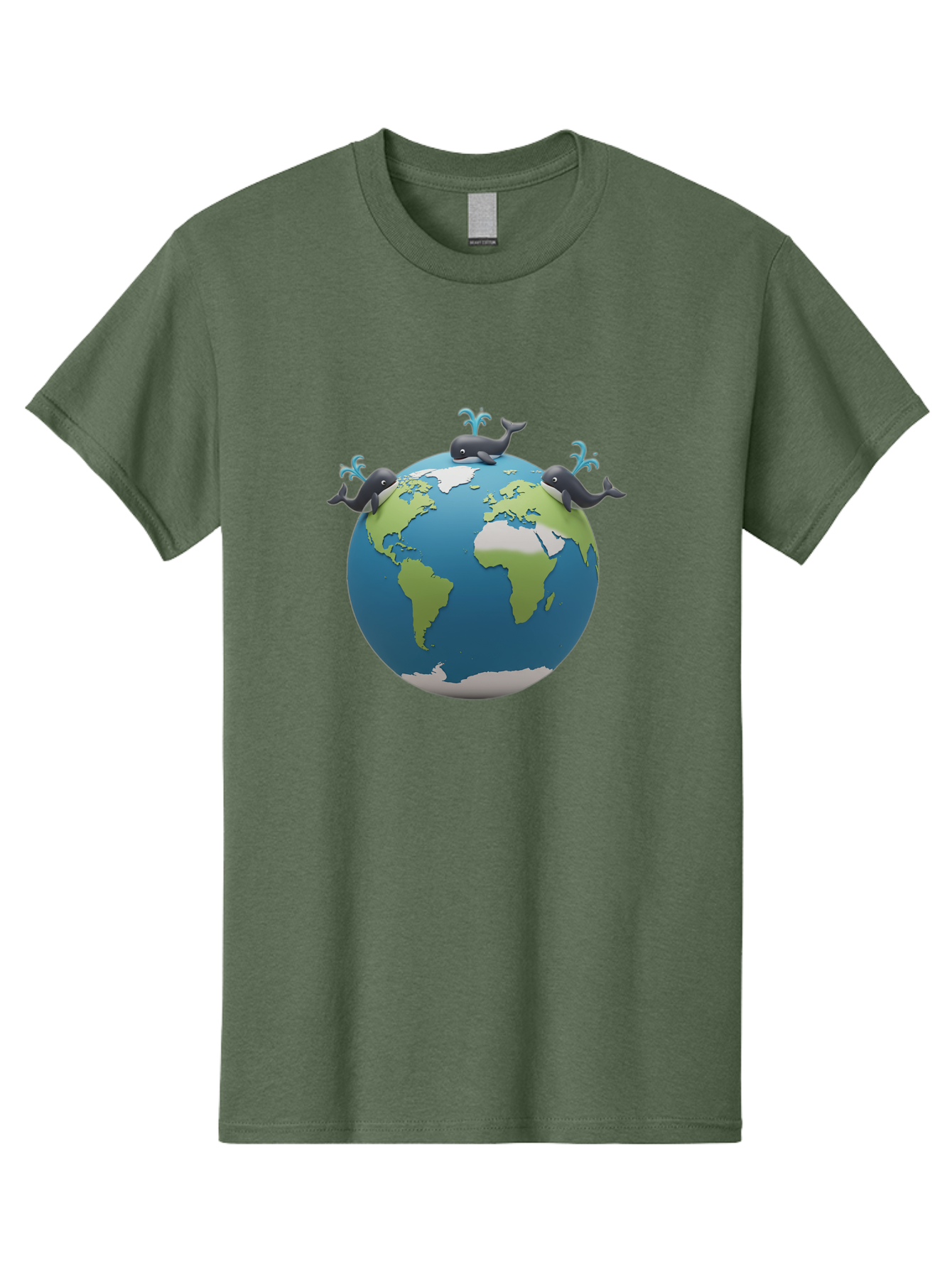 Whales-On-Globe Men'S Graphic Tee, 100% Cotton, Comfortable Casual Summer Wear, Machine Washable, Whales On Earth, Global Unity, 3D Illustration, World Map, Marine Animals, Ocean Conservation, Environmental Awareness, Cartoon Style Bab582 4