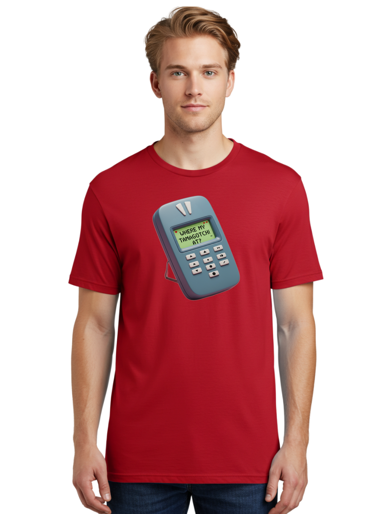 Where-My-Tamagotchi-At Men'S Graphic Tee, 100% Cotton, Comfortable Casual Summer Wear, Machine Washable, Retro Digital Pet, Nostalgic 90S Toy, Tamagotchi, Vintage Handheld Game, Classic Electronic Toy, Retro Gaming, Nostalgic Technology, Bab583 24