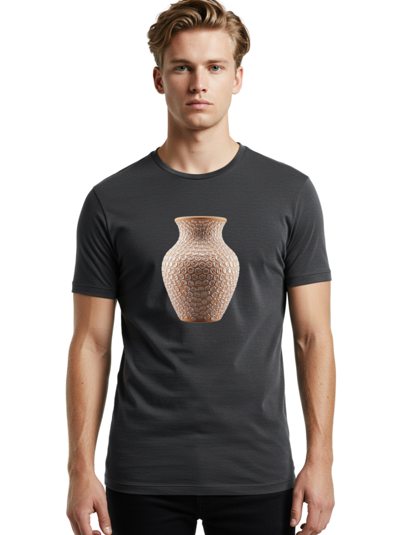 White-Vase Men'S Graphic Tee, 100% Cotton, Comfortable Casual Summer Wear, Machine Washable, Textured Vase, Decorative Vase, Ornate Design, Glass Vase, Home Decor, Elegant Design, Intricate Pattern, Luxurious Vase, Stylish Decor Bab585 19
