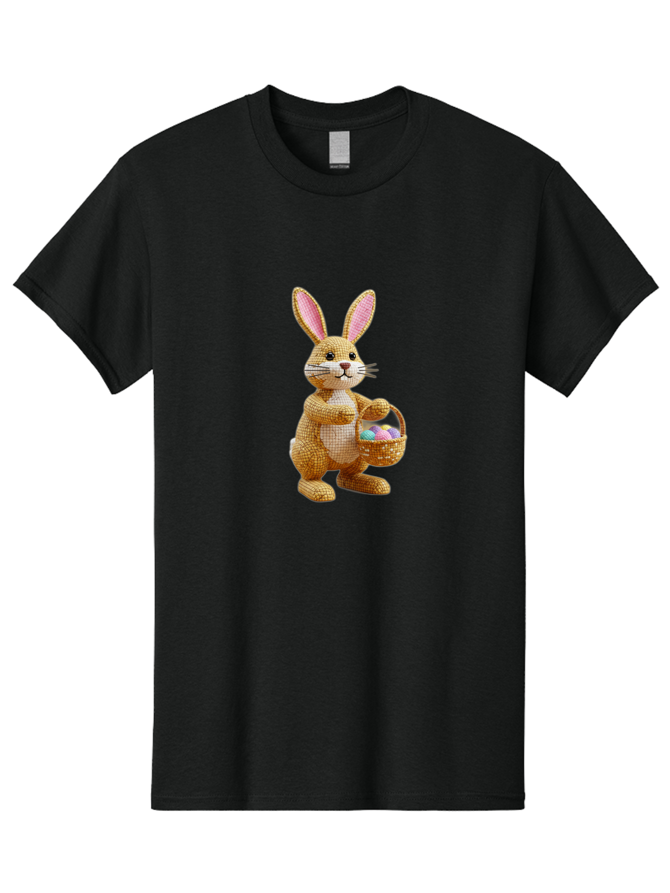 Wicker-Easter-Bunny Men'S Graphic Tee, 100% Cotton, Comfortable Casual Summer Wear, Machine Washable, Wicker Bunny, Holding Basket, Easter Eggs, Spring Holiday, Pastel Colors, Whimsical Design, Wicker Texture, Easter Basket, Cute Bunny, Bab586