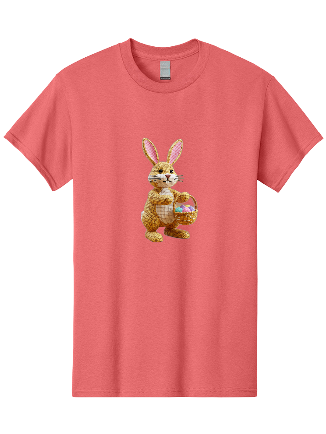 Wicker-Easter-Bunny Men'S Graphic Tee, 100% Cotton, Comfortable Casual Summer Wear, Machine Washable, Wicker Bunny, Holding Basket, Easter Eggs, Spring Holiday, Pastel Colors, Whimsical Design, Wicker Texture, Easter Basket, Cute Bunny, Bab586 14